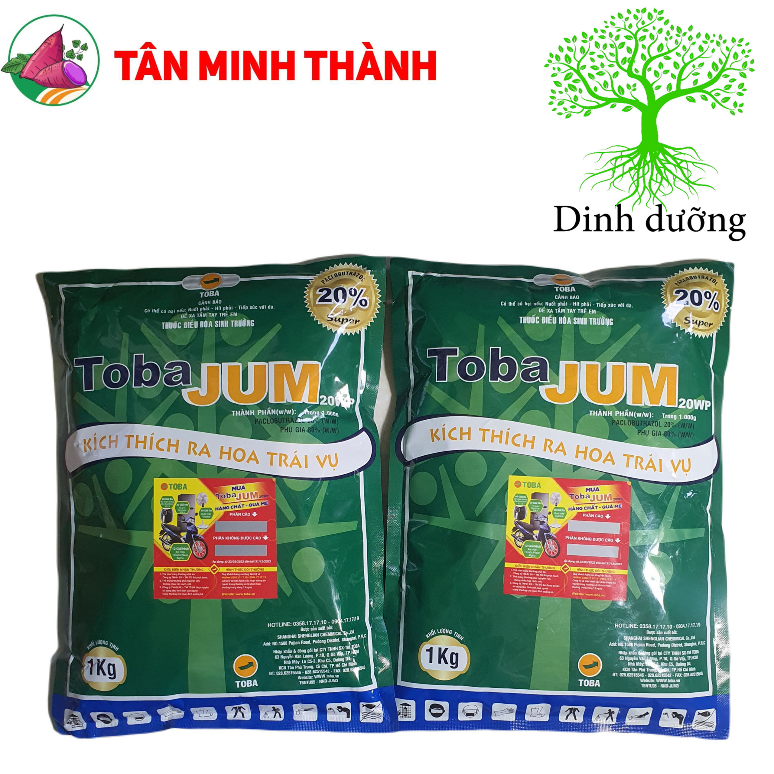 Toba Jum 20WP - Thuốc phân hóa mầm hoa, cứng cây, đứng dây, dày lá, ra hoa nhanh, đồng loạt