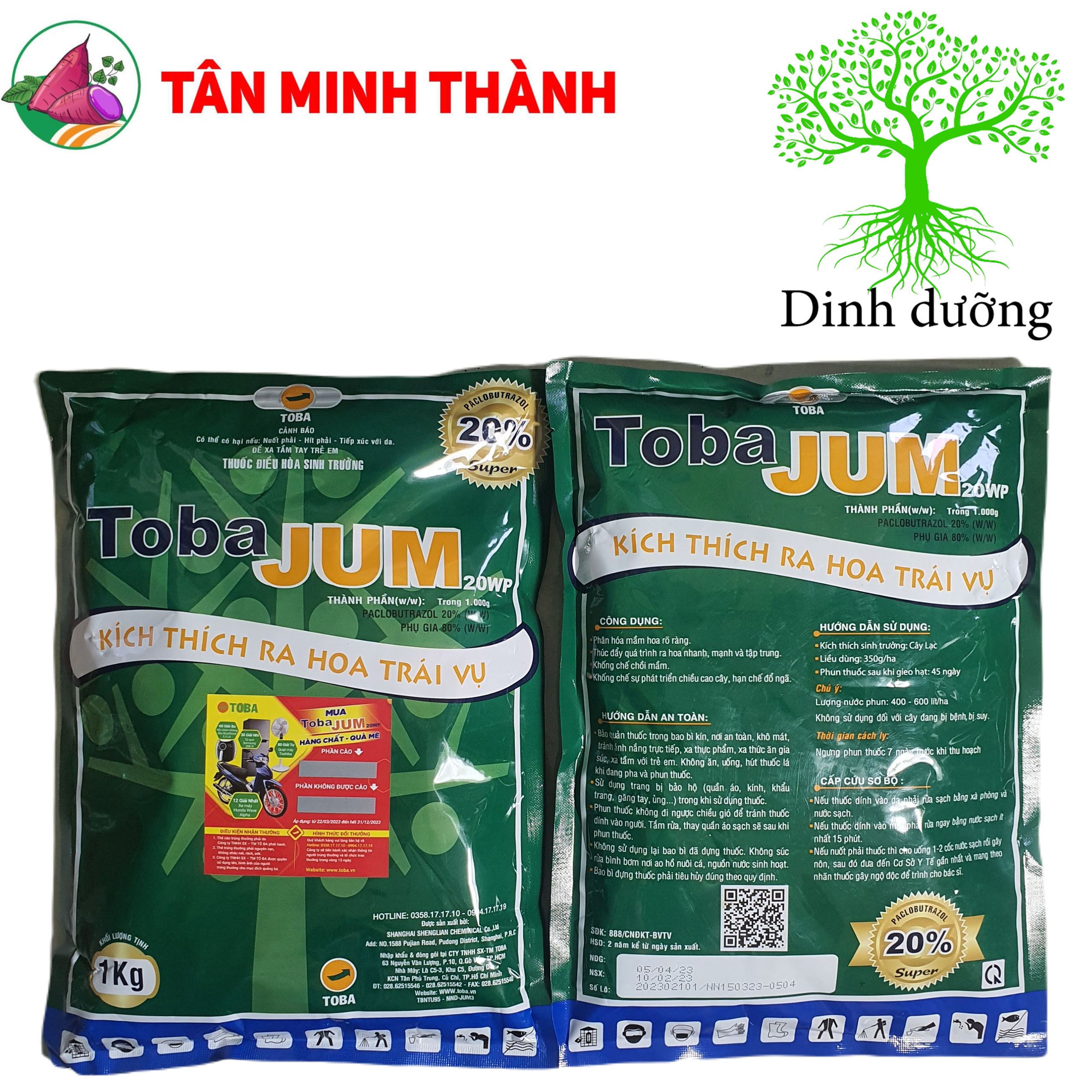 Toba Jum 20WP - Thuốc phân hóa mầm hoa, cứng cây, đứng dây, dày lá, ra hoa nhanh, đồng loạt