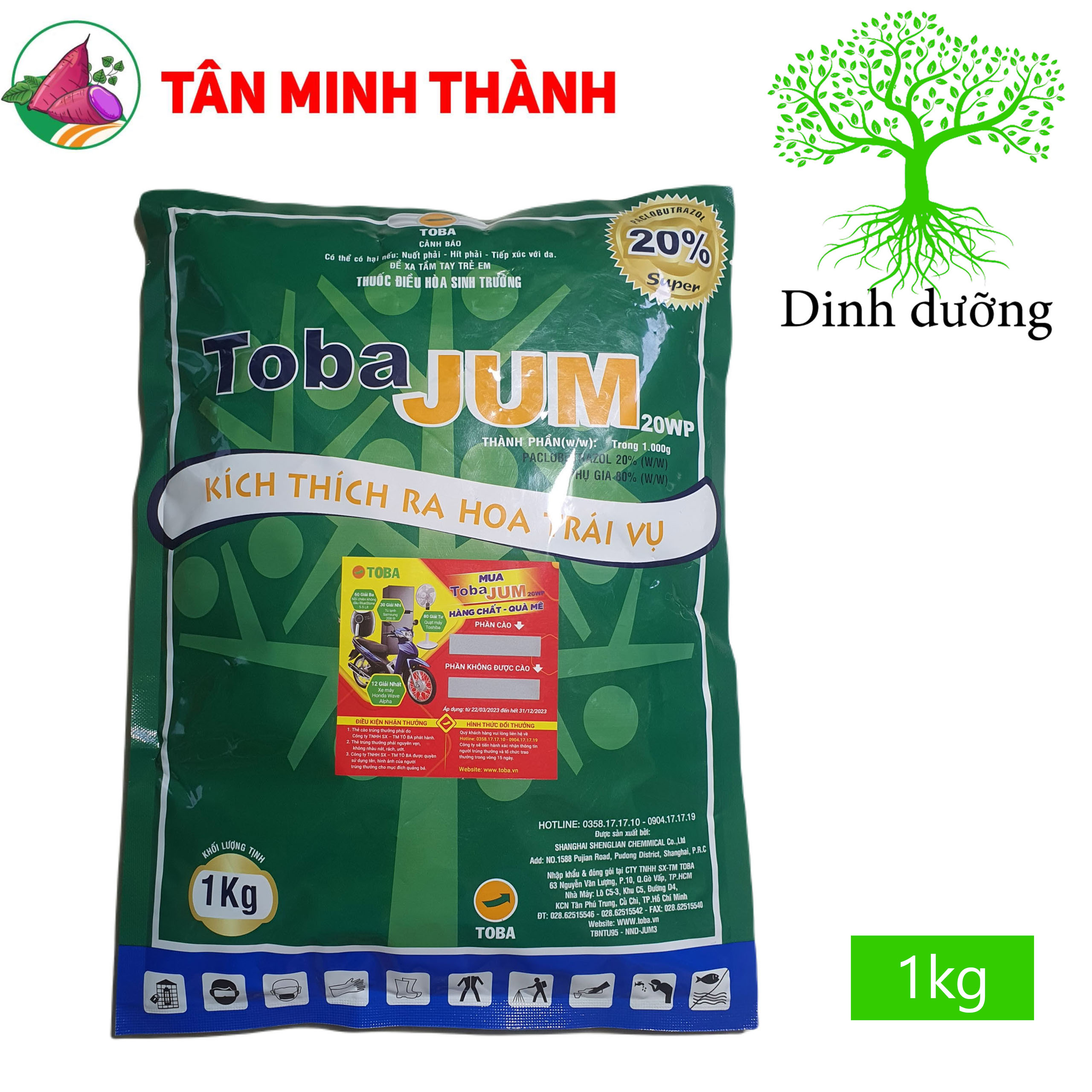 Toba Jum 20WP - Thuốc phân hóa mầm hoa, cứng cây, đứng dây, dày lá, ra hoa nhanh, đồng loạt