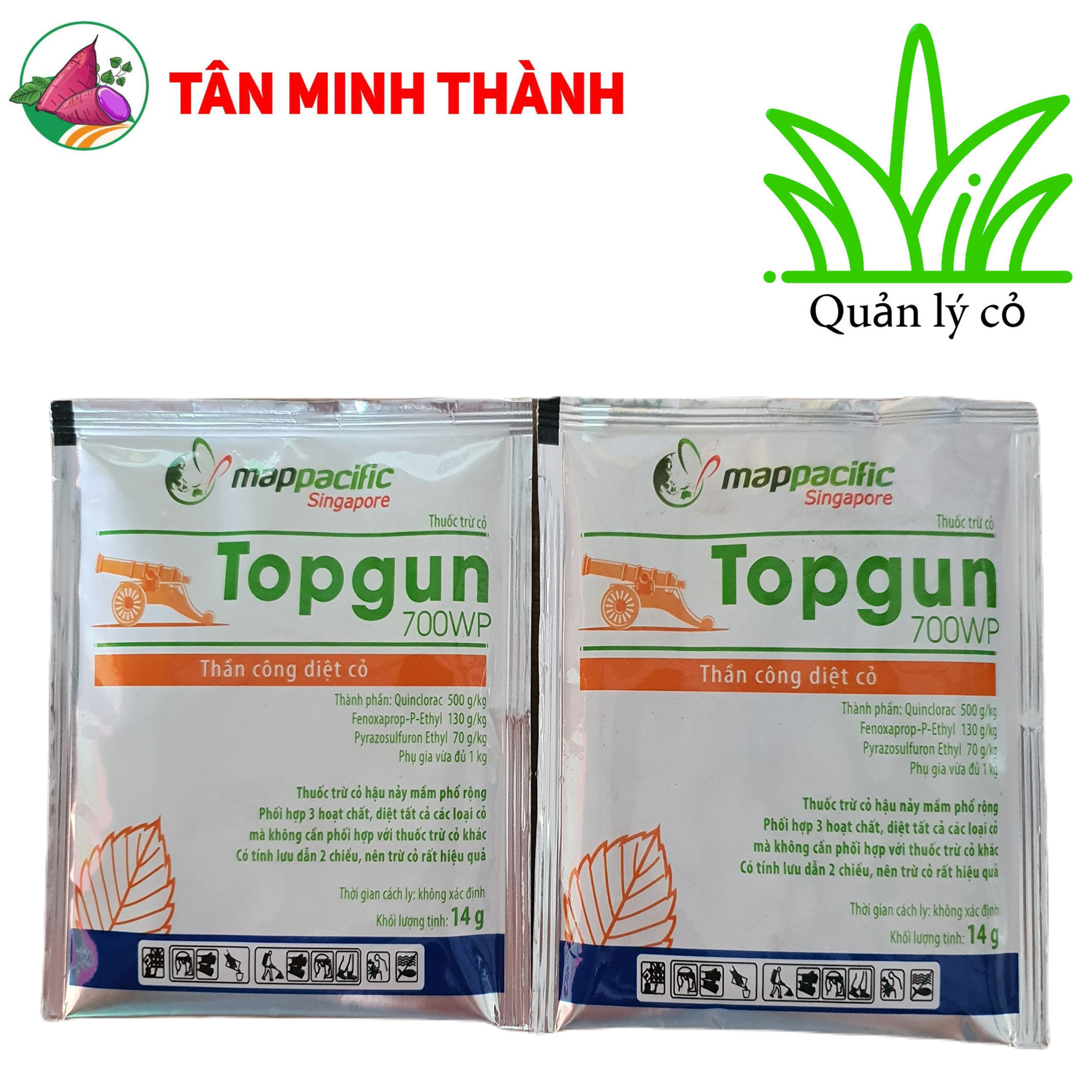 Topgun 700WP - Thuốc trừ cỏ hậu nảy mầm cho lúa, trừ cỏ chác lác, cỏ lồng vực, cỏ đuôi phụng, lúa cỏ