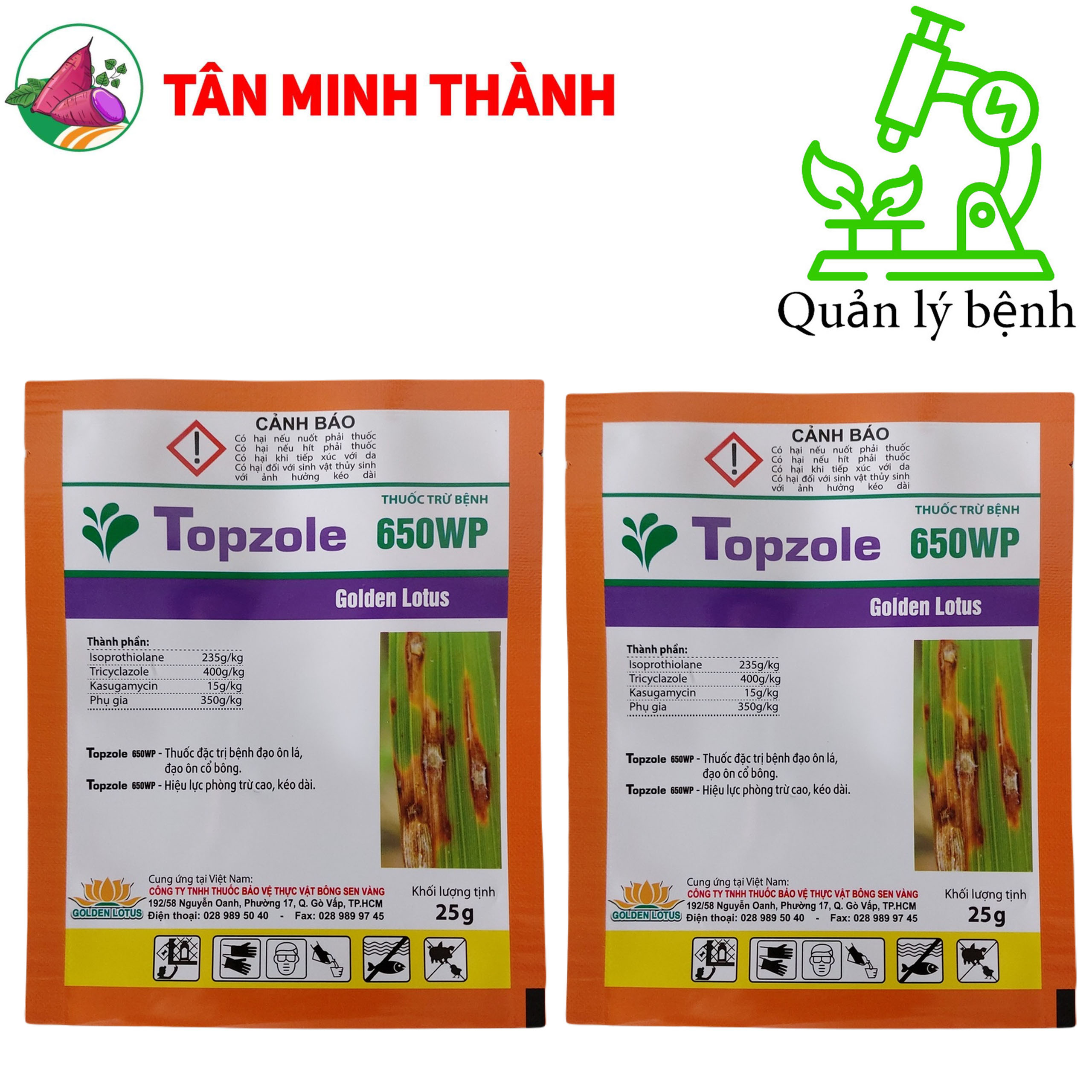 Topzole 650WP - Thuốc trừ bệnh đạo ôn lá, đạo ôn cổ bông, thối cổ gié, vàng lá