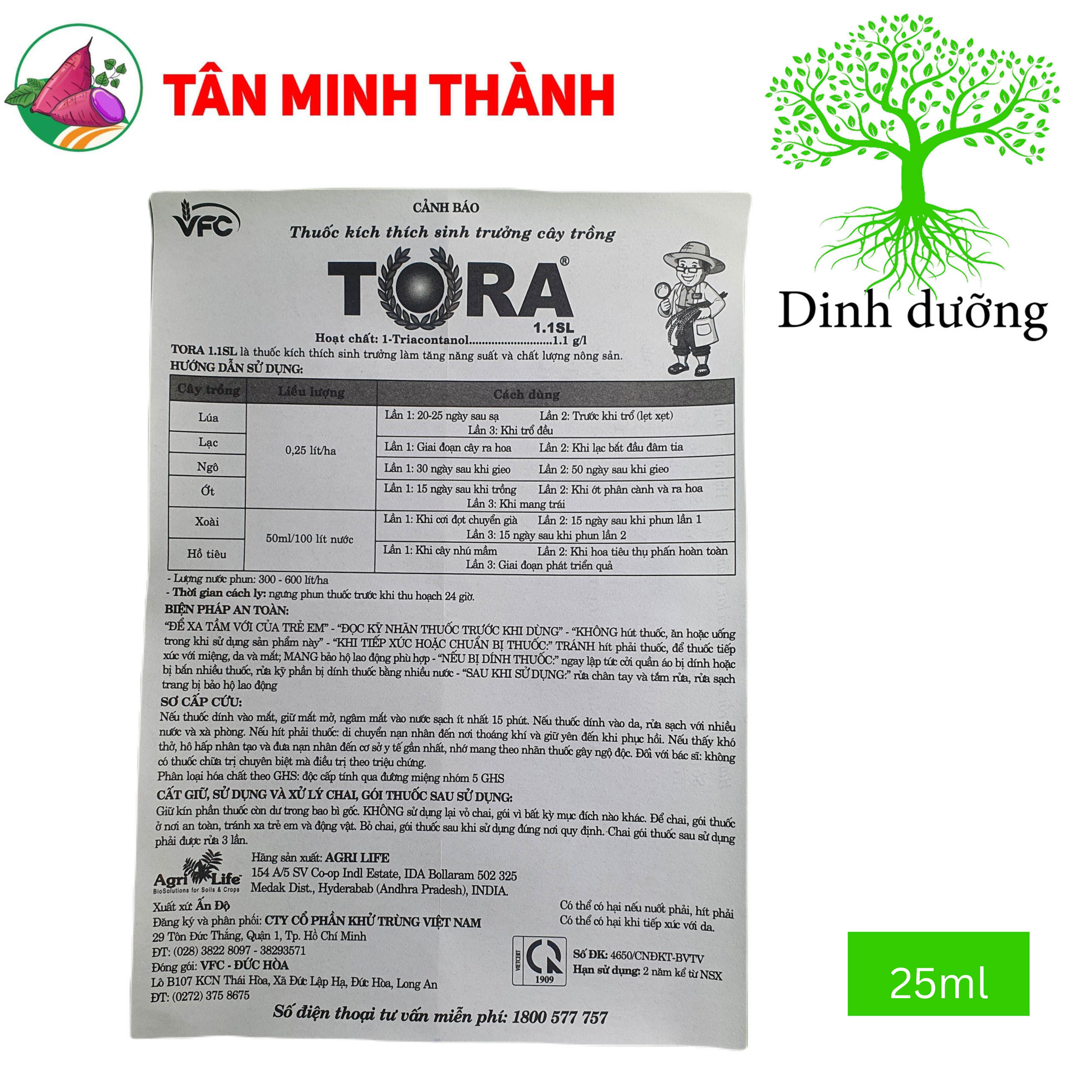 Tora 1.1SL - Thuốc kích thích sinh trưởng giúp trổ bông đồng loạt, vô gạo, to hạt, sáng hạt, chắc hạt, nặng ký, tăng năng xuất và chất lượng