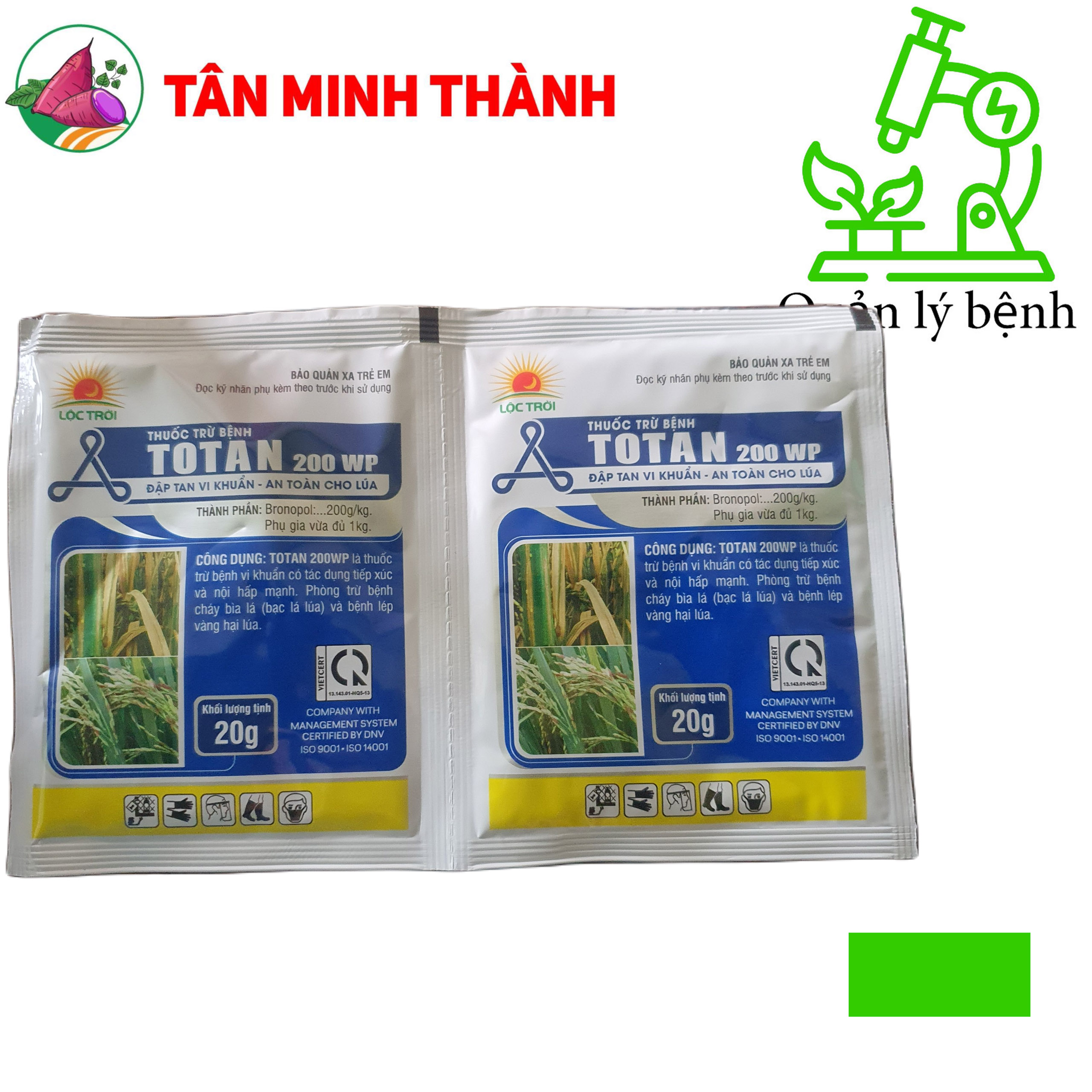 Totan 200WP - Thuốc đặc trị vi khuẩn, thối nhũn, vàng lá, héo xanh, lép vàng, thối trái, đốm lá