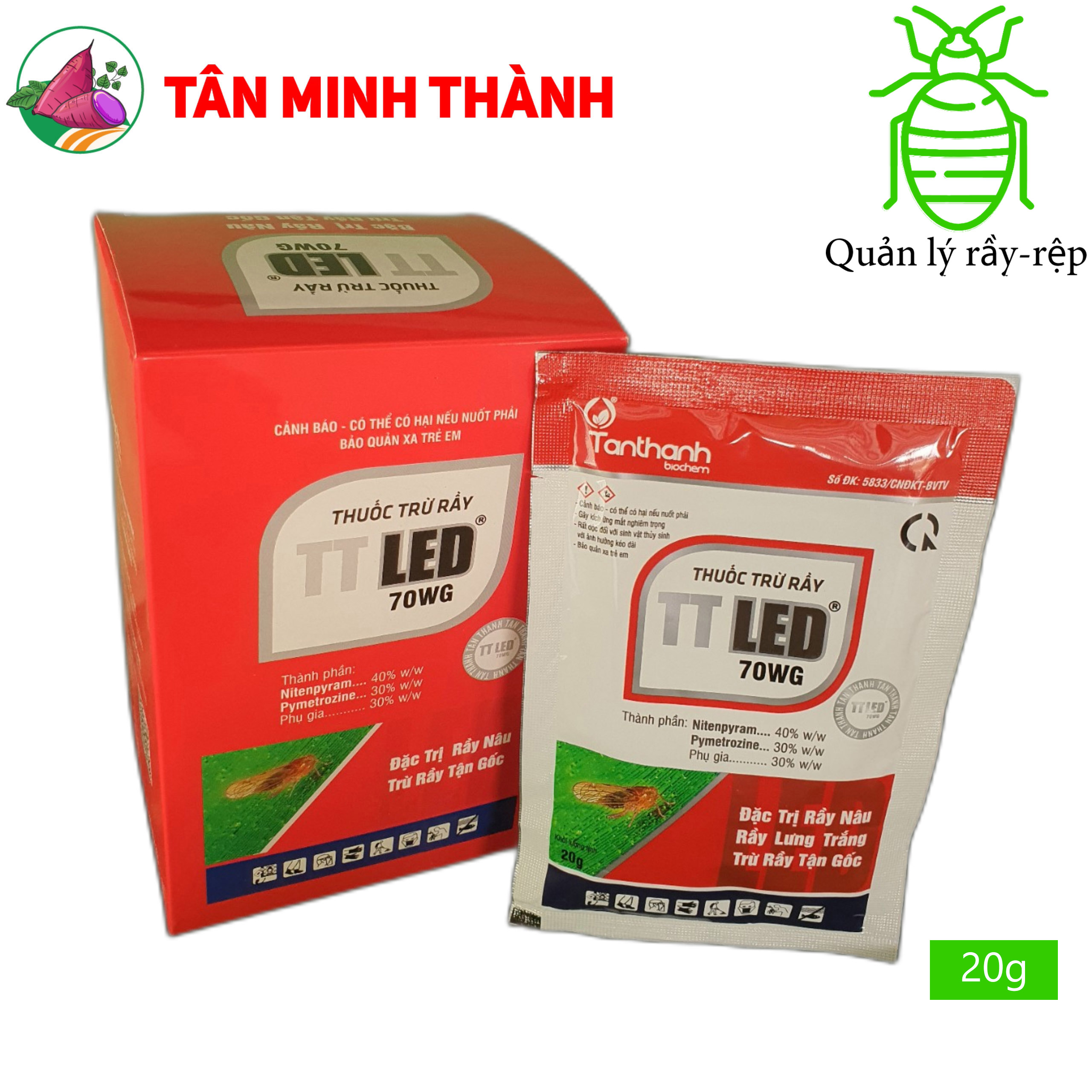 TT Led Tân Thành 70WG - Thuốc đặc trị rầy nâu, rầy lưng trắng, rầy xanh, quản lý rầy tận gốc