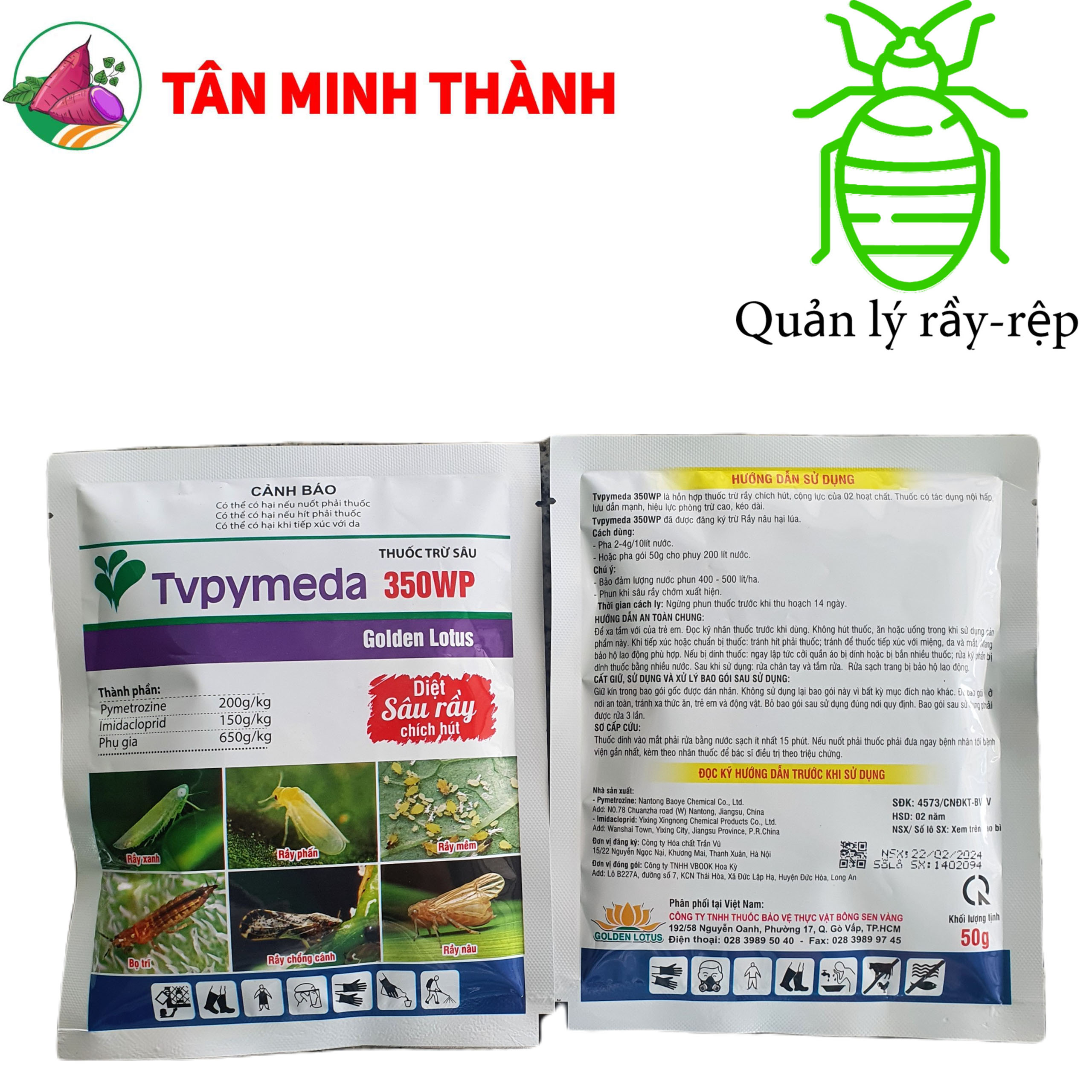 TvPymeda 350WP - Thuốc đặc trị rầy xanh, rầy phấn trắng, rầy mềm, bọ trĩ, rầy chổng cánh, rầy nâu