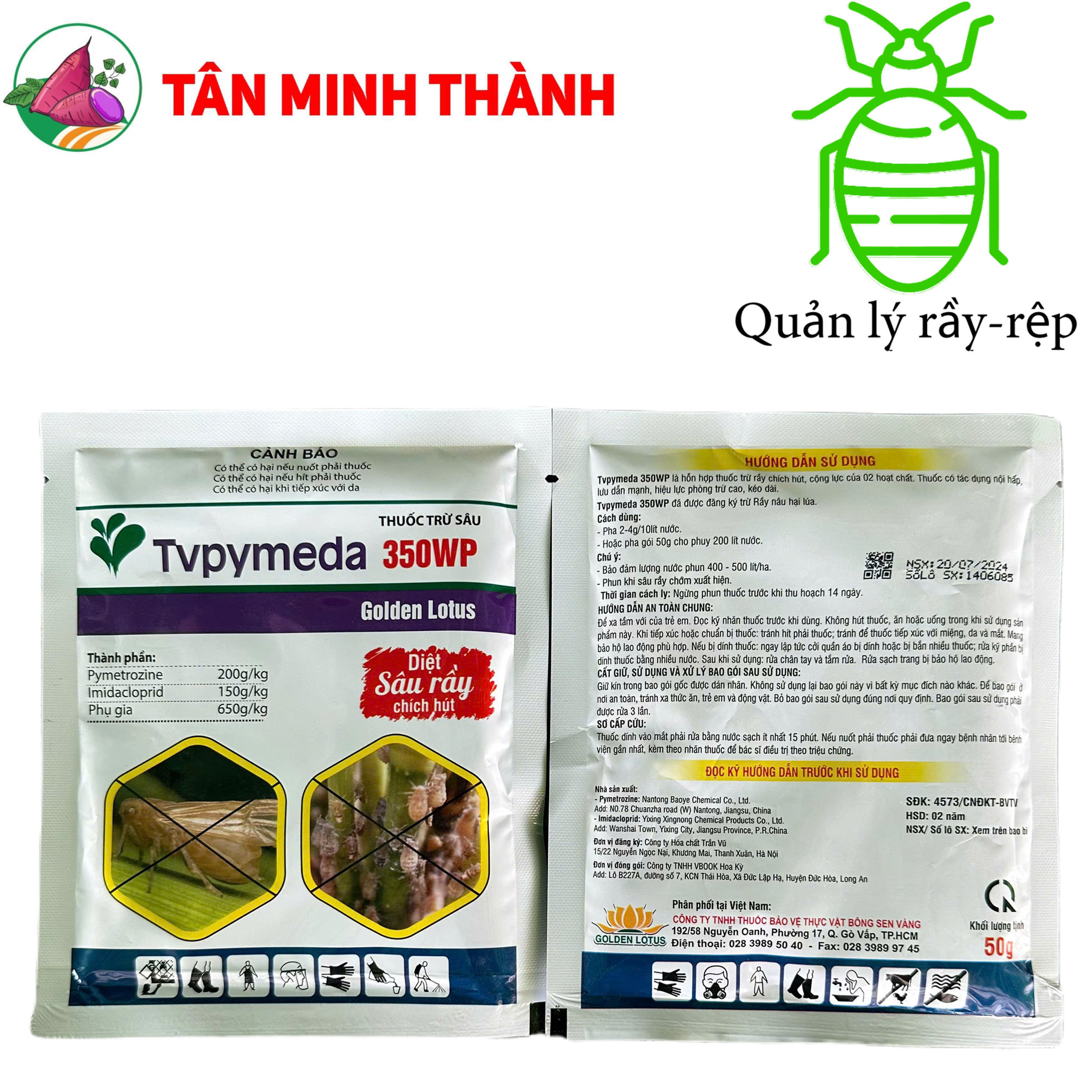 TvPymeda 350WP - Thuốc đặc trị rầy xanh, rầy phấn trắng, rầy mềm, bọ trĩ, rầy chổng cánh, rầy nâu