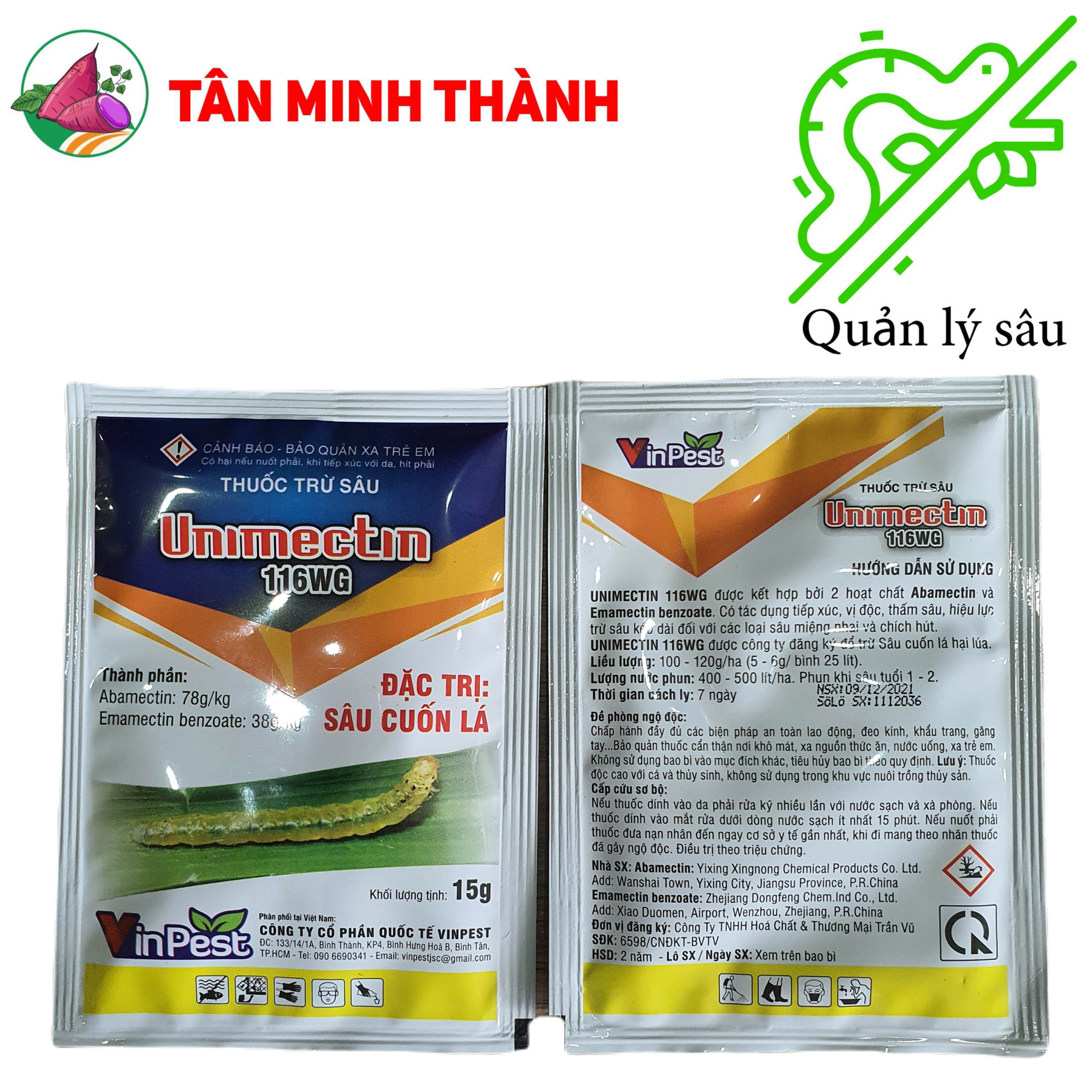 Unimectin 116WG - Thuốc đặc trị sâu cuốn lá, sâu xanh, sâu khoang, nhện đỏ