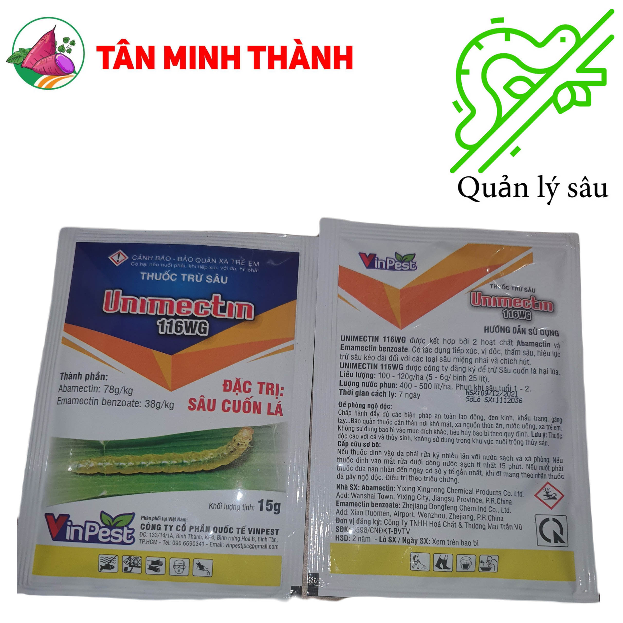 Unimectin 116WG - Thuốc đặc trị sâu cuốn lá, sâu xanh, sâu khoang, nhện đỏ