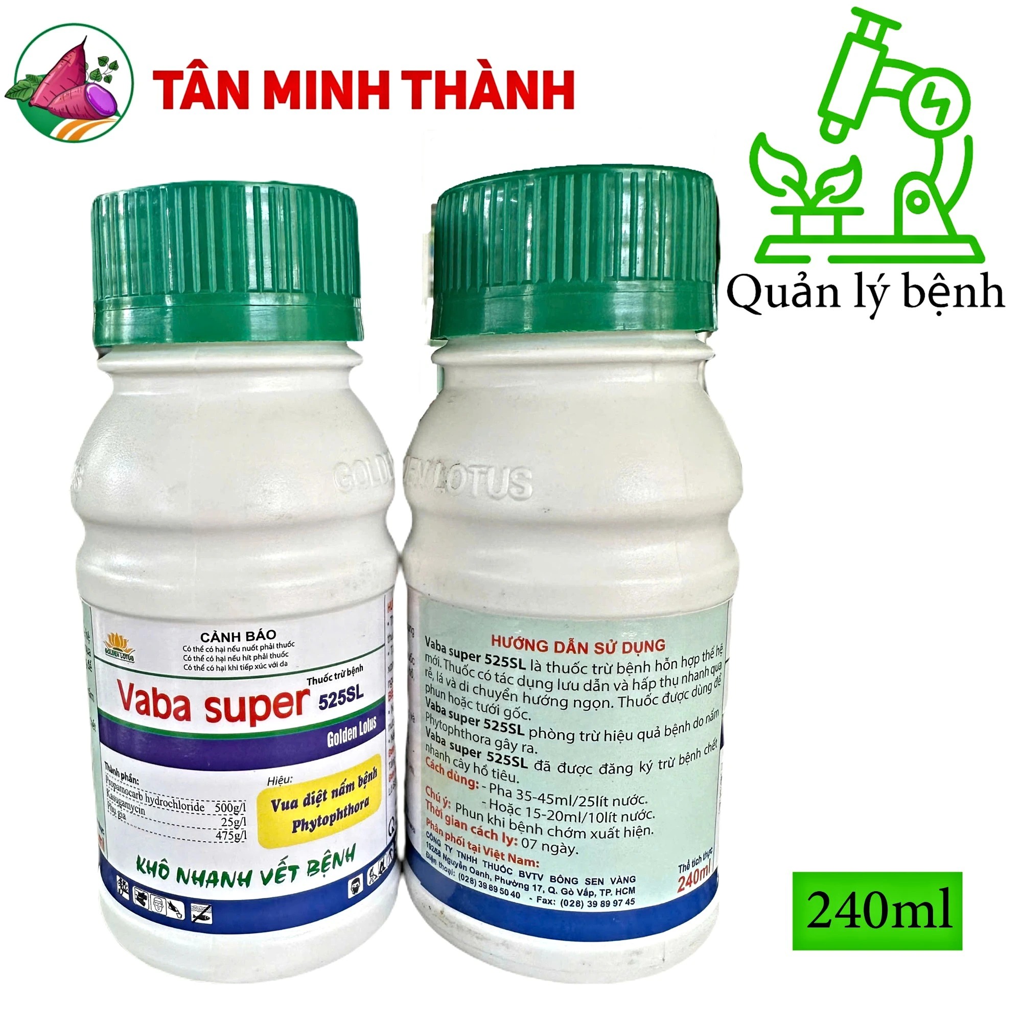 Vaba Super 525SL - Thuốc trừ nấm Phytopthora, chết nhanh, nứt thân xì mũ, vàng lá thối rễ