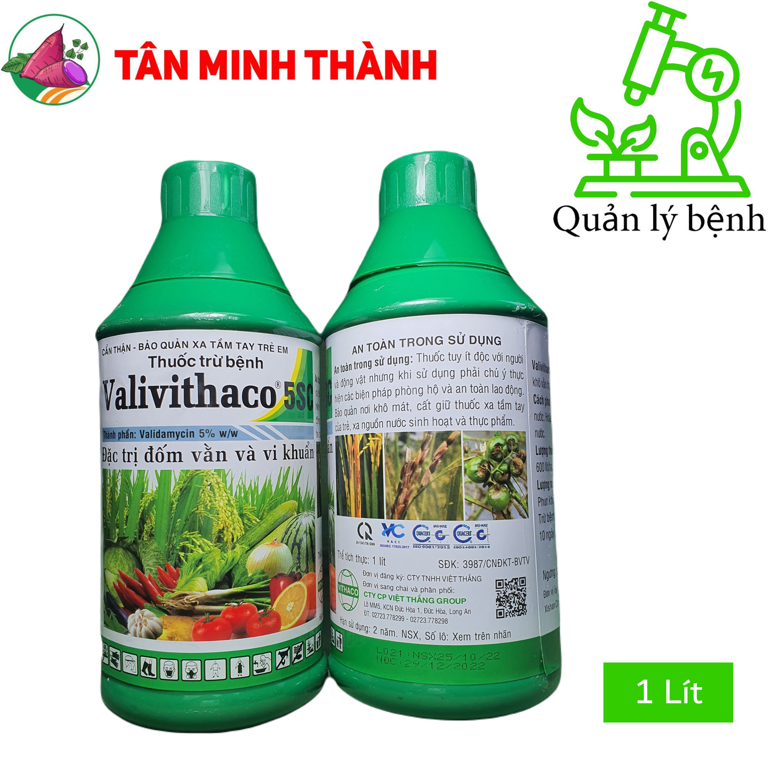 Vali Vithaco 5SC - Thuốc trừ bệnh khô vằn, nấm hồng, héo xanh, lở cổ rễ, thán thư