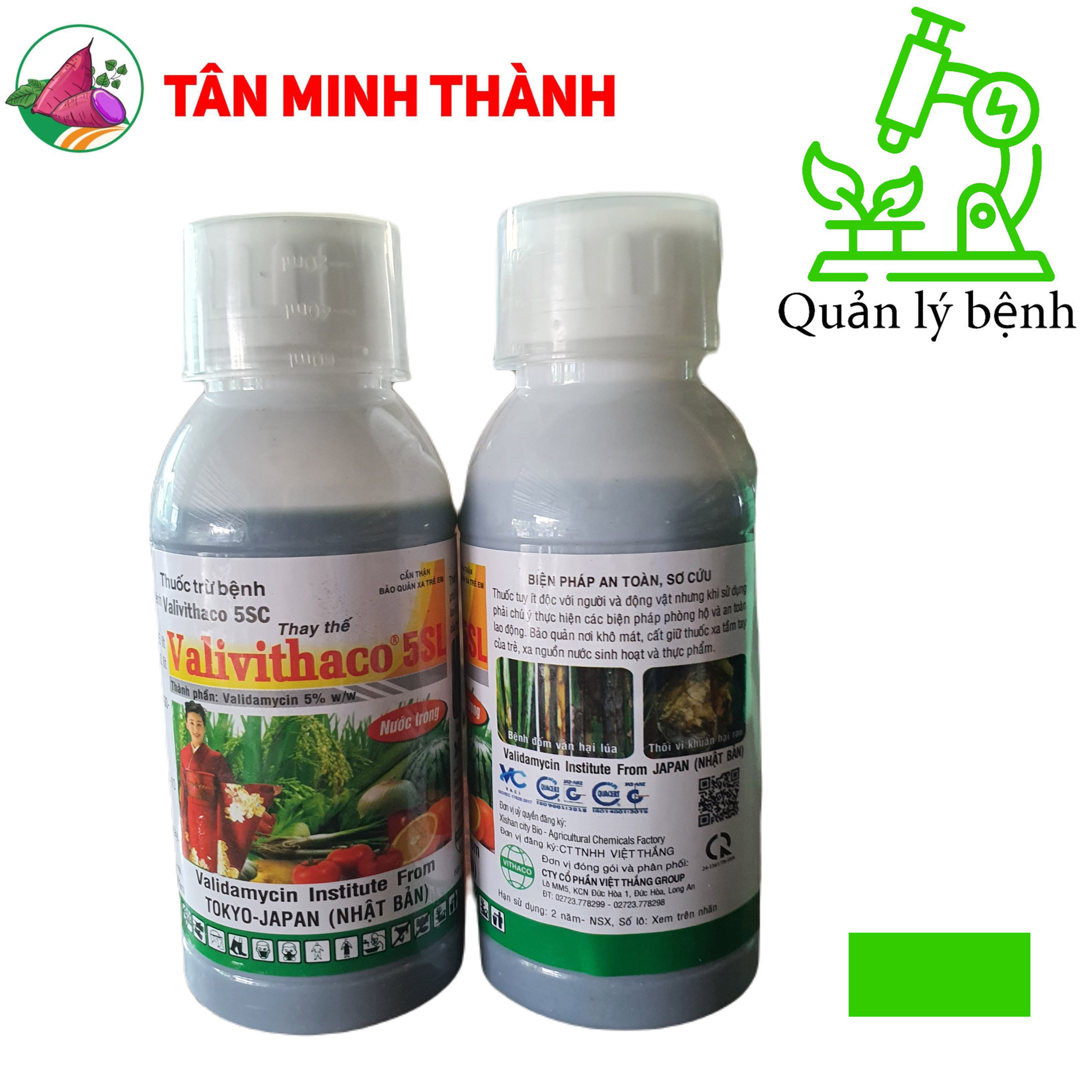 Vali Vithaco 5SL - Thuốc trừ bệnh khô vằn, nấm hồng, héo xanh, lở cổ rễ, thán thư