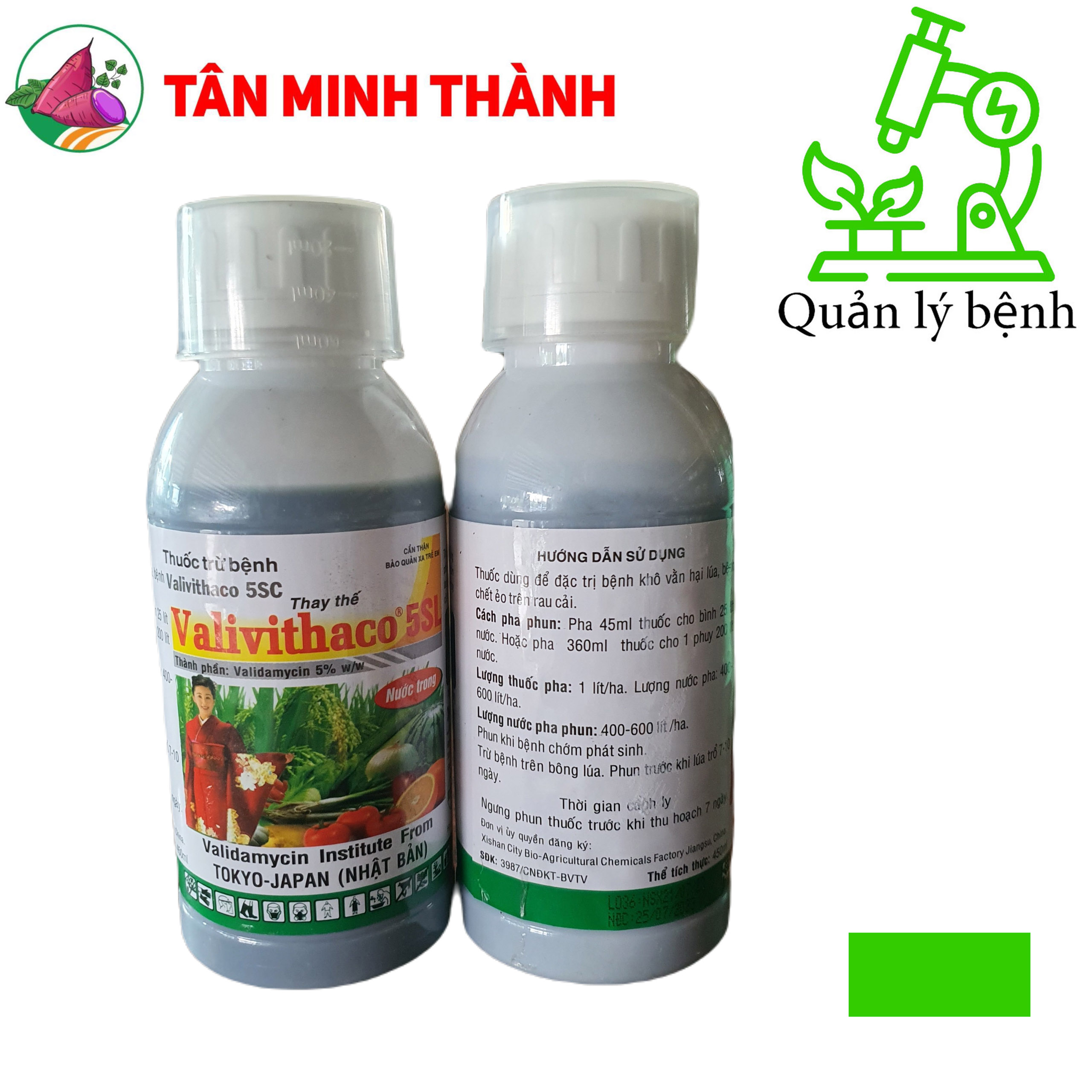 Vali Vithaco 5SL - Thuốc trừ bệnh khô vằn, nấm hồng, héo xanh, lở cổ rễ, thán thư
