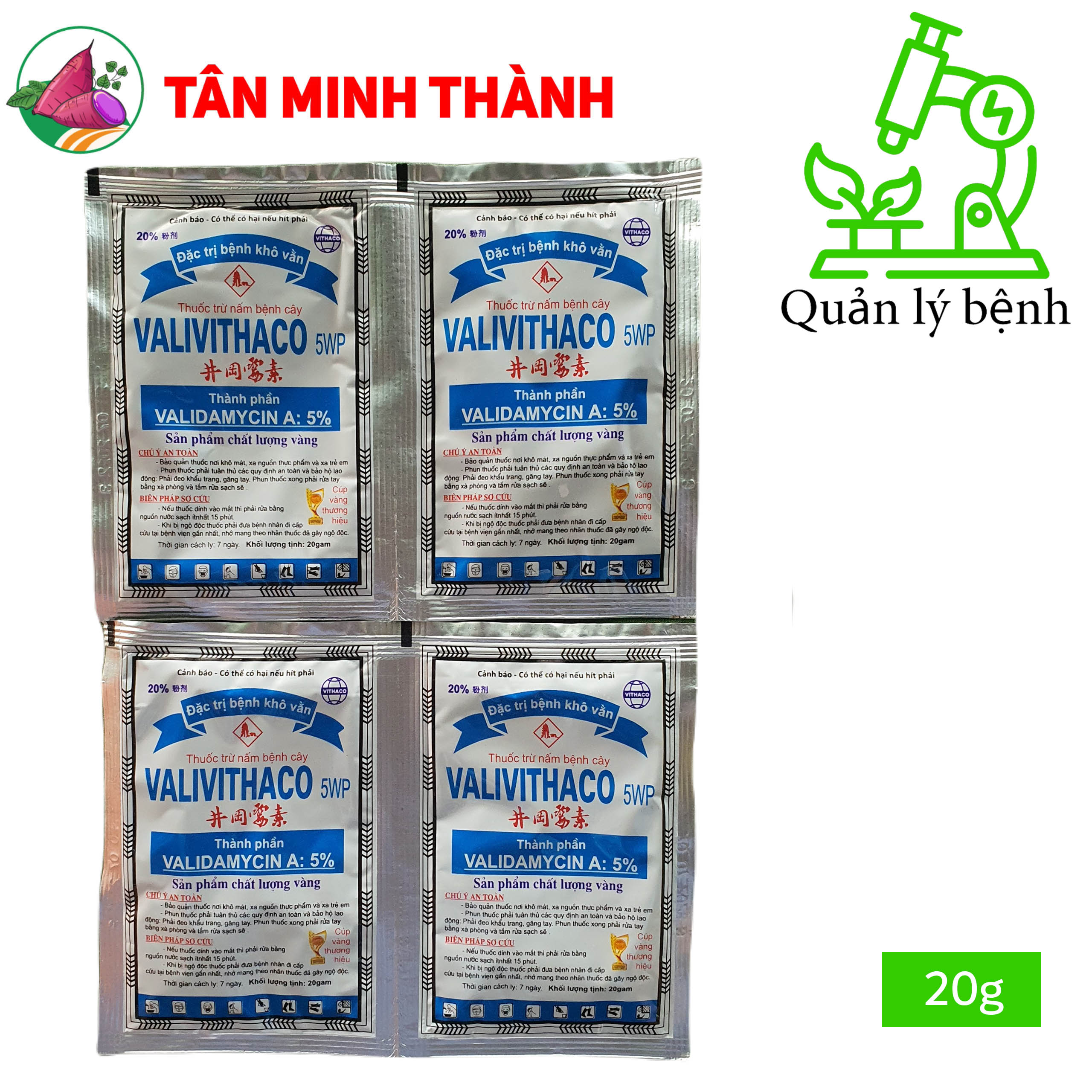 Vali Vithaco 5WP - Thuốc trừ bệnh khô vằn, đốm vằn, đen lép hạt, lở cổ rễ, thán thư