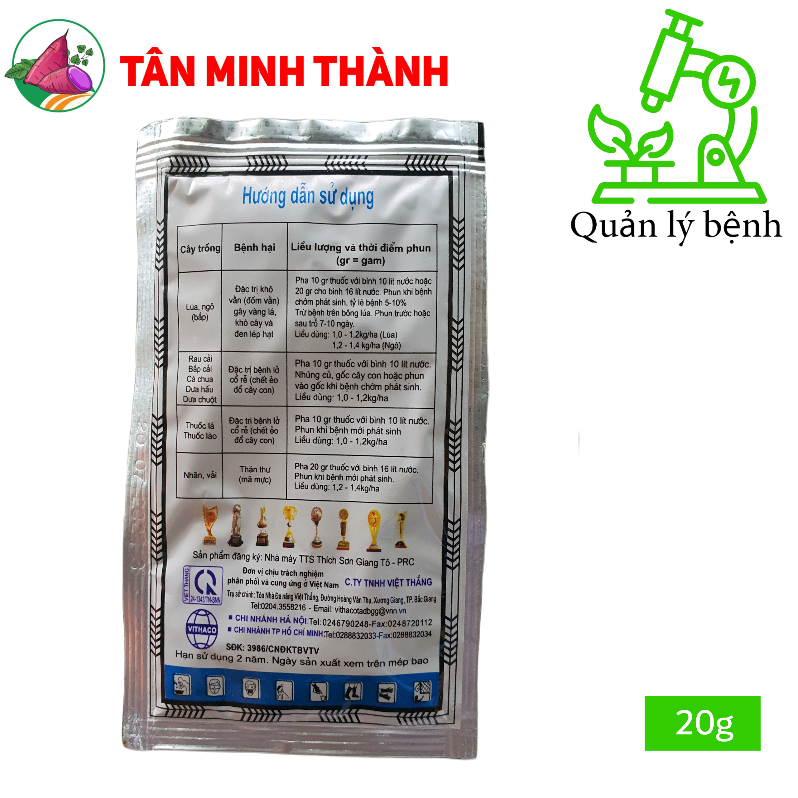 Vali Vithaco 5WP - Thuốc trừ bệnh khô vằn, đốm vằn, đen lép hạt, lở cổ rễ, thán thư