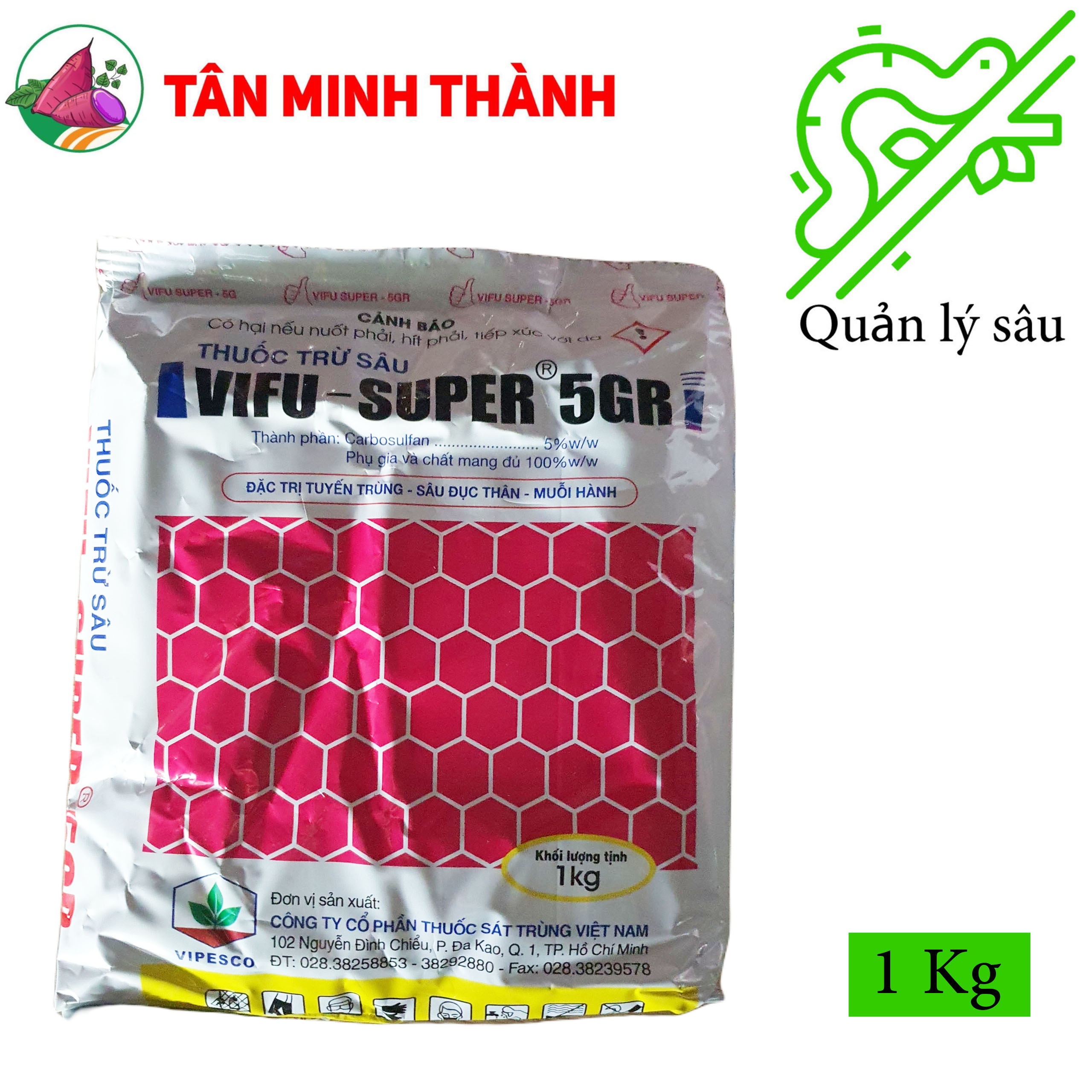 Vifu Super 5GR - Thuốc trừ sâu dạng hạt rải gốc đặc trị sâu đục thân, sâu năn, muỗi hành, rầy nâu, tuyến trùng, rệp sáp, sùng đất, bọ hà
