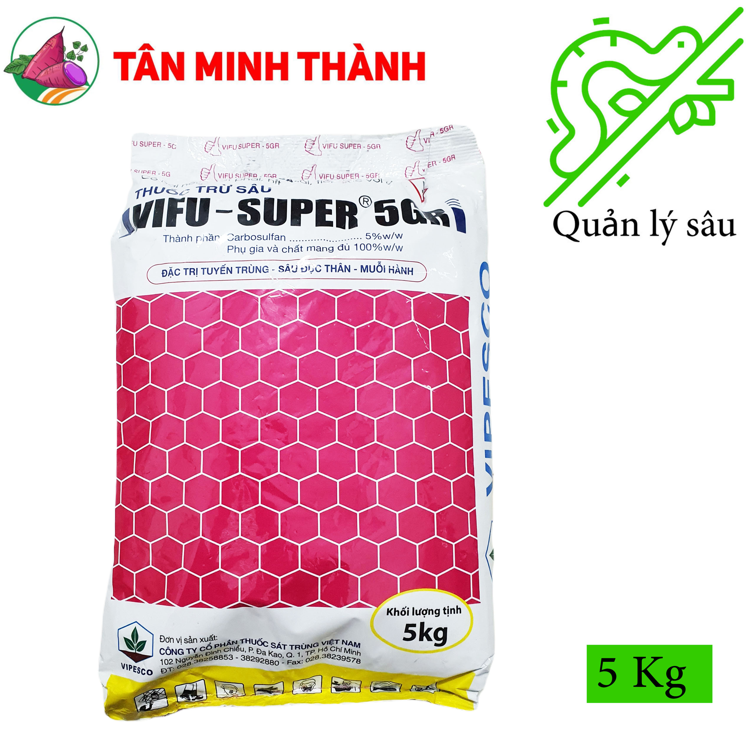 Vifu Super 5GR - Thuốc trừ sâu dạng hạt rải gốc đặc trị sâu đục thân, sâu năn, muỗi hành, rầy nâu, tuyến trùng, rệp sáp, sùng đất, bọ hà