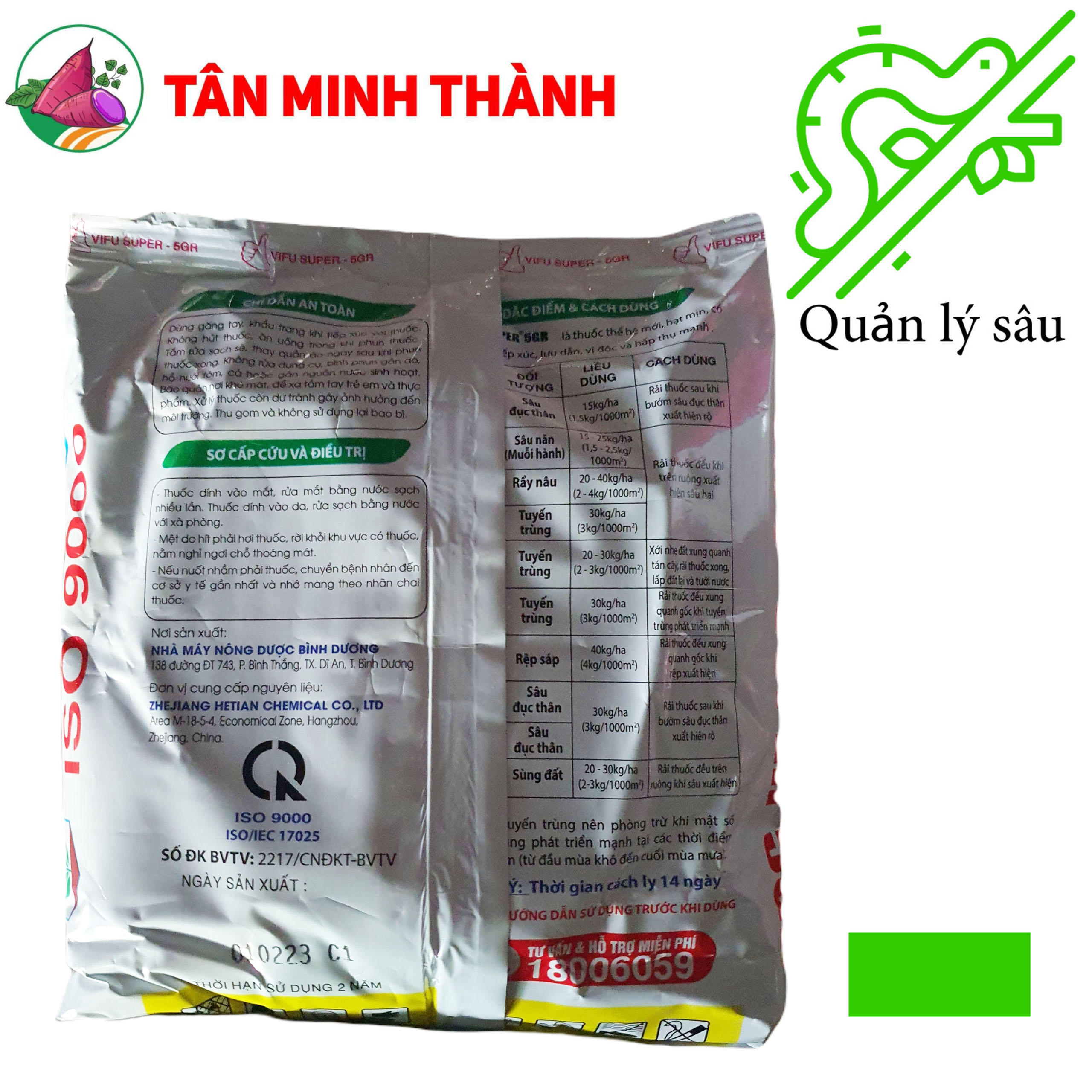 Vifu Super 5GR - Thuốc trừ sâu dạng hạt rải gốc đặc trị sâu đục thân, sâu năn, muỗi hành, rầy nâu, tuyến trùng, rệp sáp, sùng đất, bọ hà
