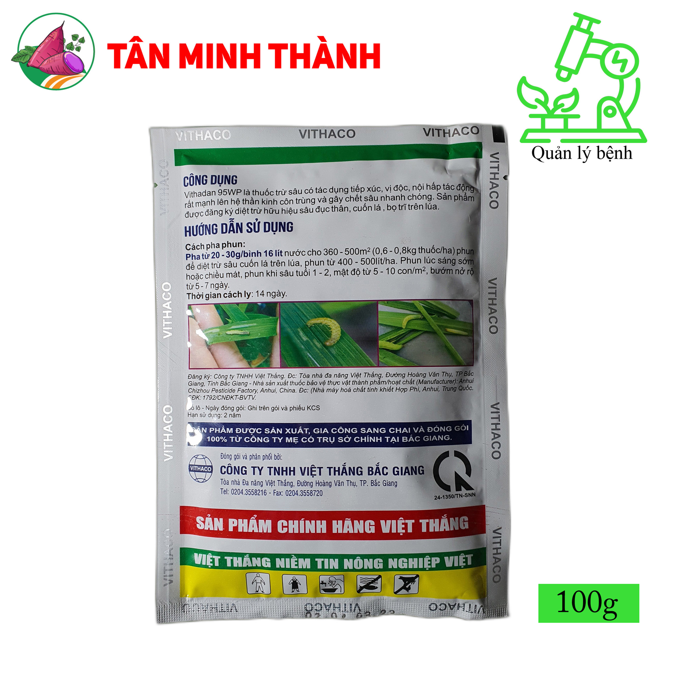 Vithadan 95wp - Thuốc đặc trị sâu đục thân, sâu cuốn lá, bọ trĩ, sâu ăn tạp, sâu xanh da láng
