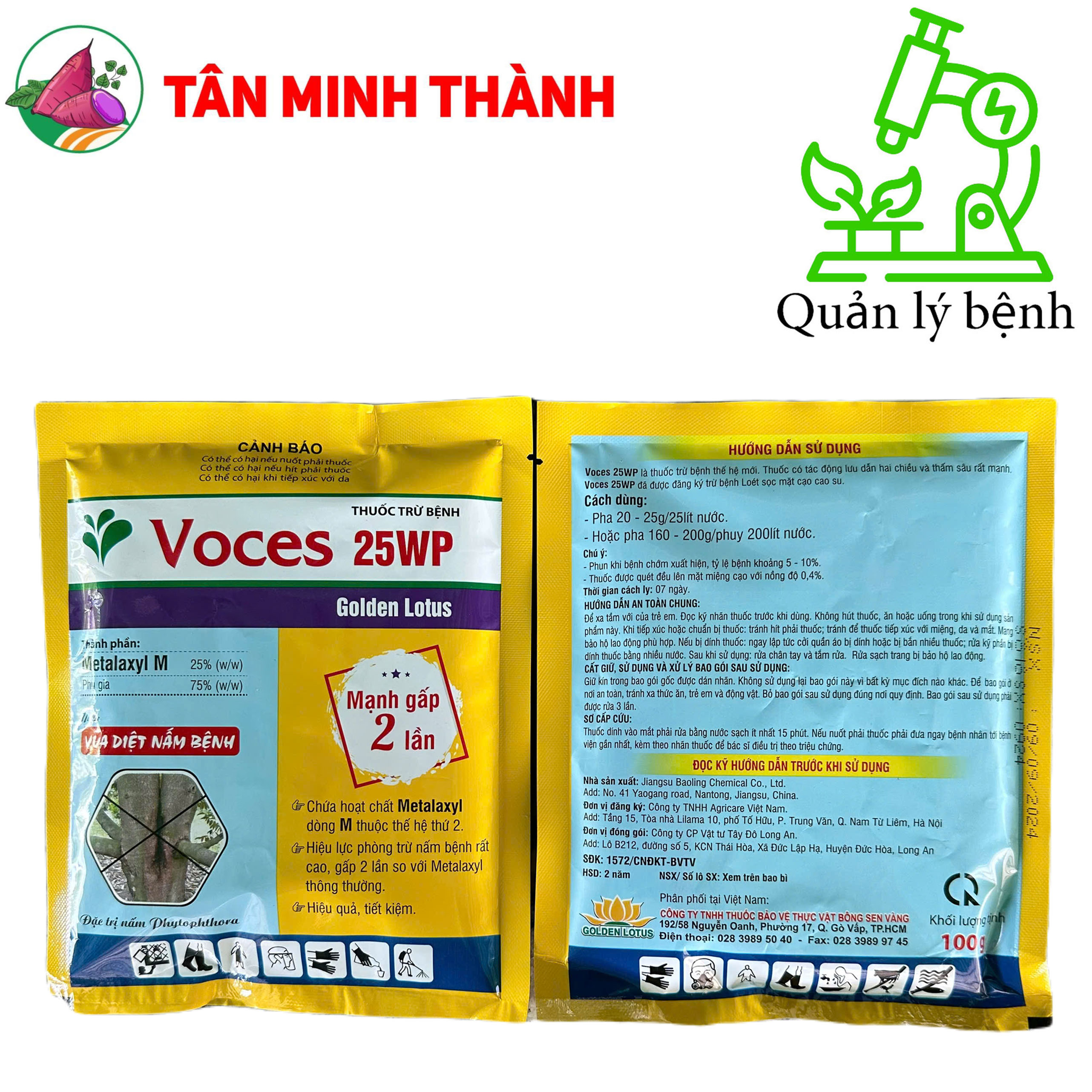 Voces 25WP - Thuốc đặc trị chết cây con, sương mai, ghẻ sẹo, xì mủ, sương mai, chết nhanh, thán thư