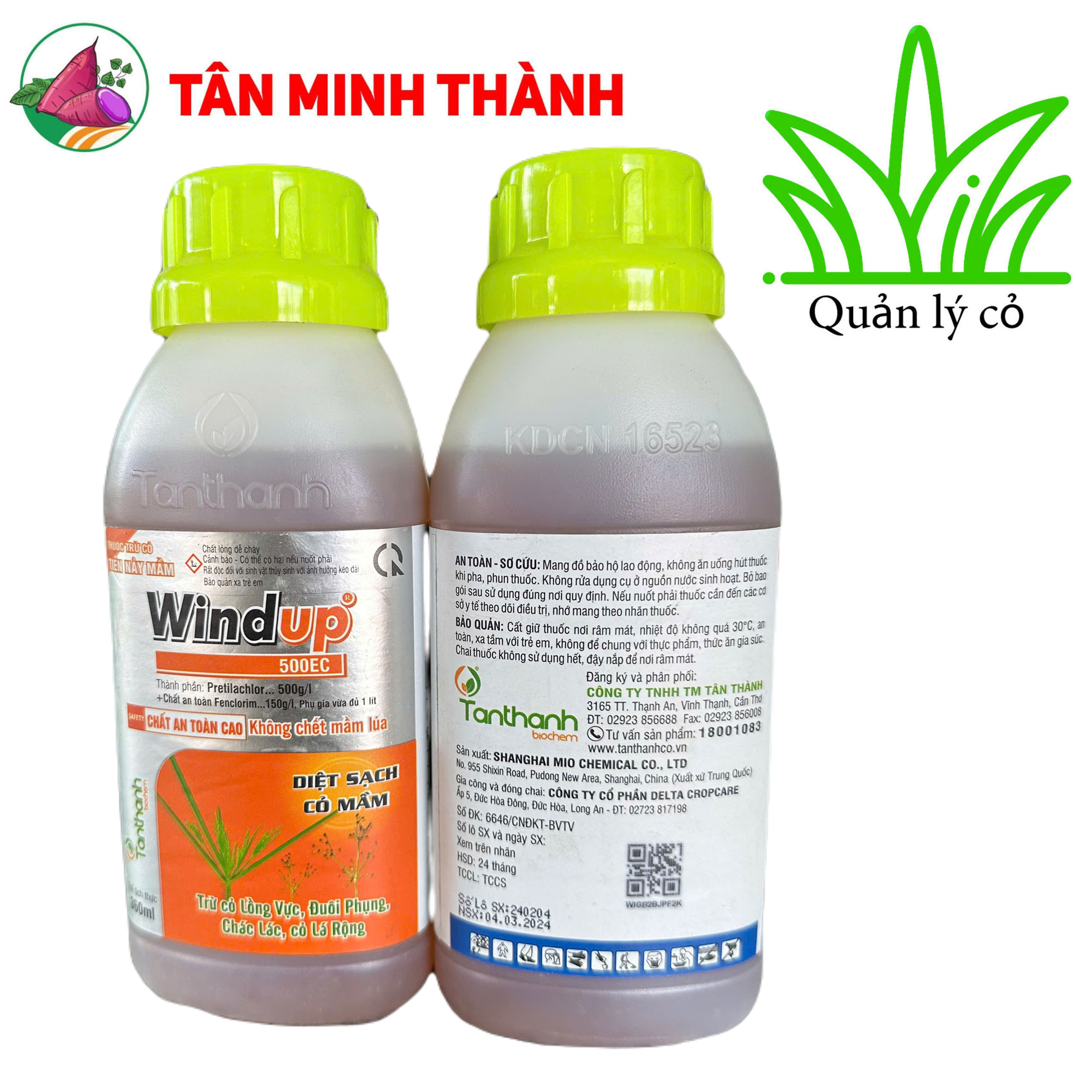 WindUp 500EC - Tân Thành - Thuốc trừ cỏ diệt mầm, diệt lúa lộn, cỏ chác lác, cỏ lá rộng, cỏ đuôi phụng
