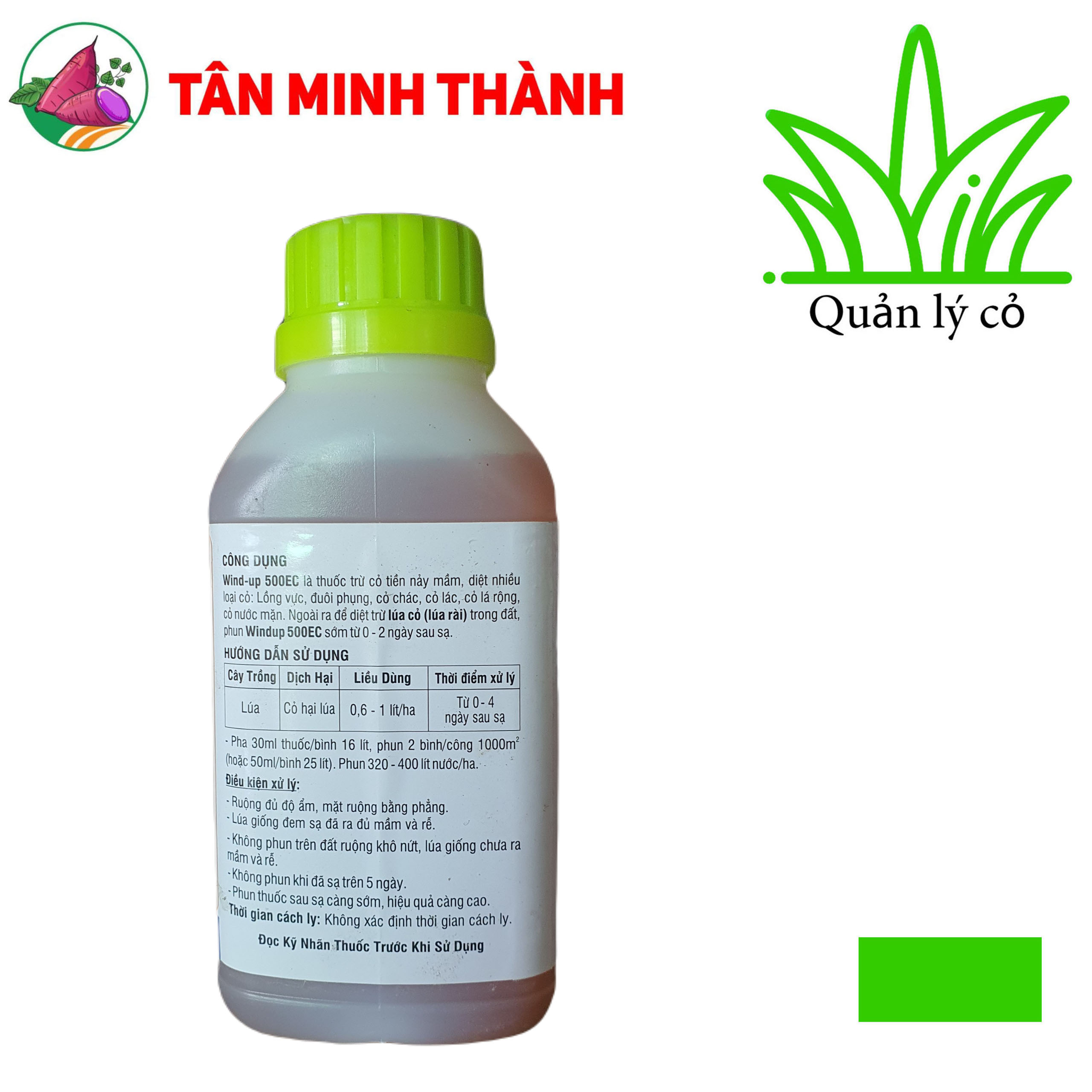 WindUp 500EC - Tân Thành - Thuốc trừ cỏ diệt mầm, diệt lúa lộn, cỏ chác lác, cỏ lá rộng, cỏ đuôi phụng