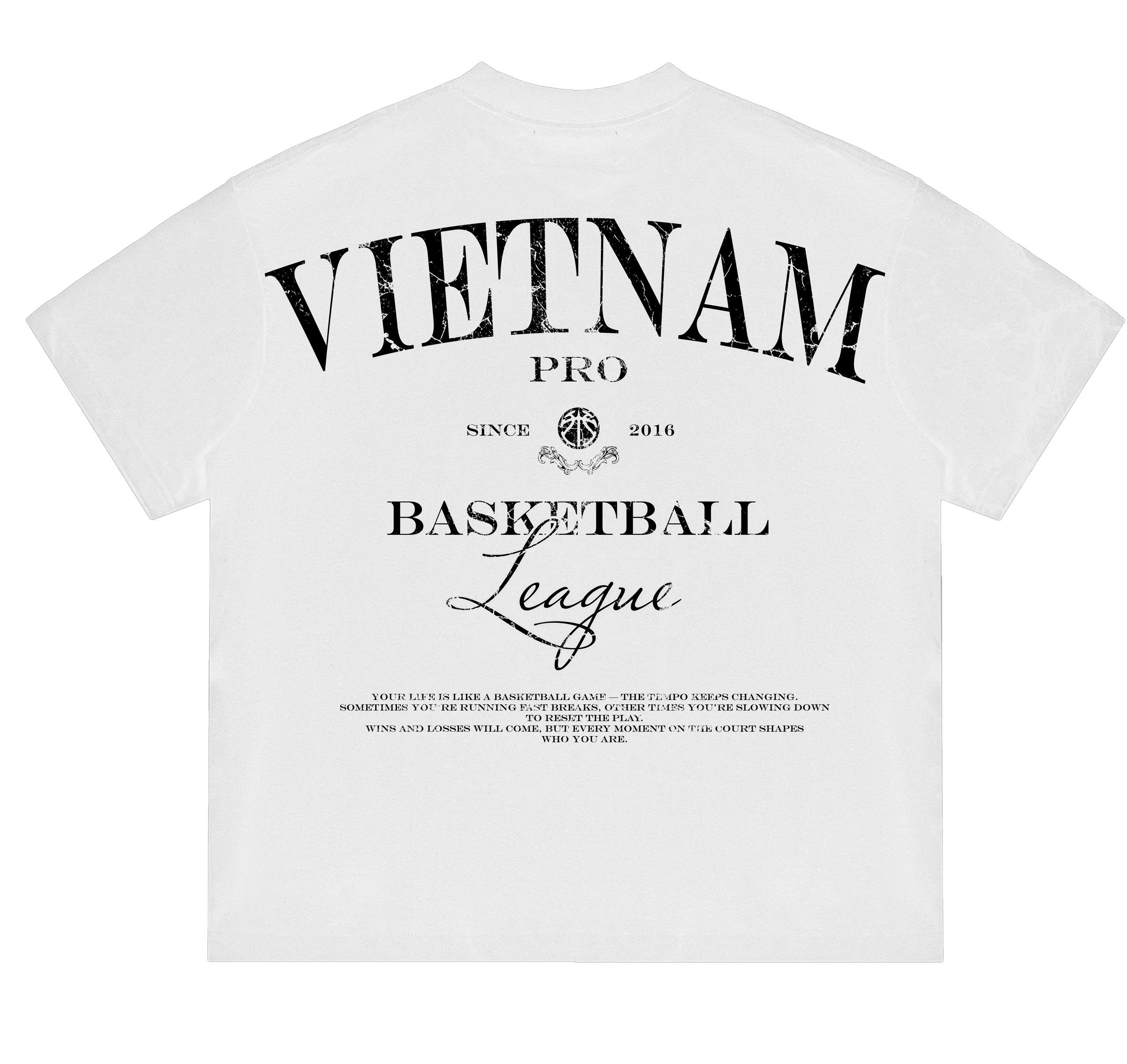 Áo thun Vietnam Pro Basketball League Typo 2026 Trắng