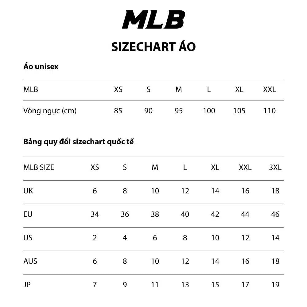 Hướng dẫn chọn size Áo phông chính hãng MLB