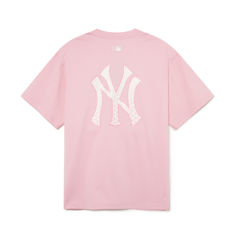 Áo Phông MLB Monogram Logo NY Loang Màu Hồng