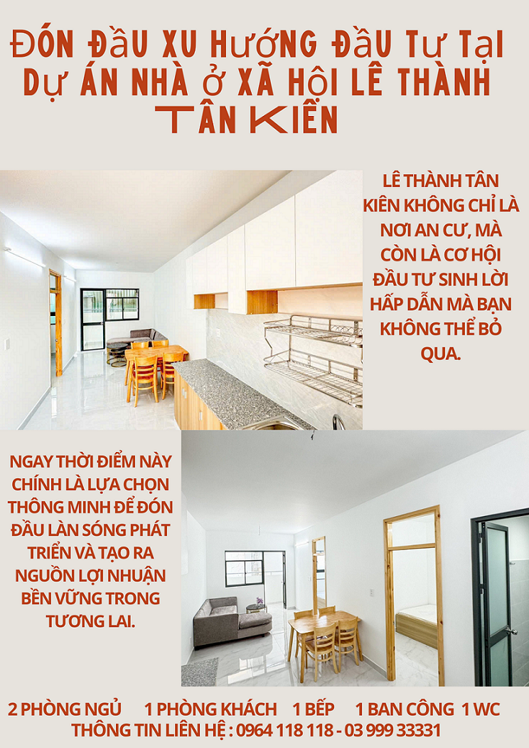 Đón đầu xu hướng đầu tư tại Nhà ở xã hội chung cư Lê Thành Tân Kiên - Bình Chánh!