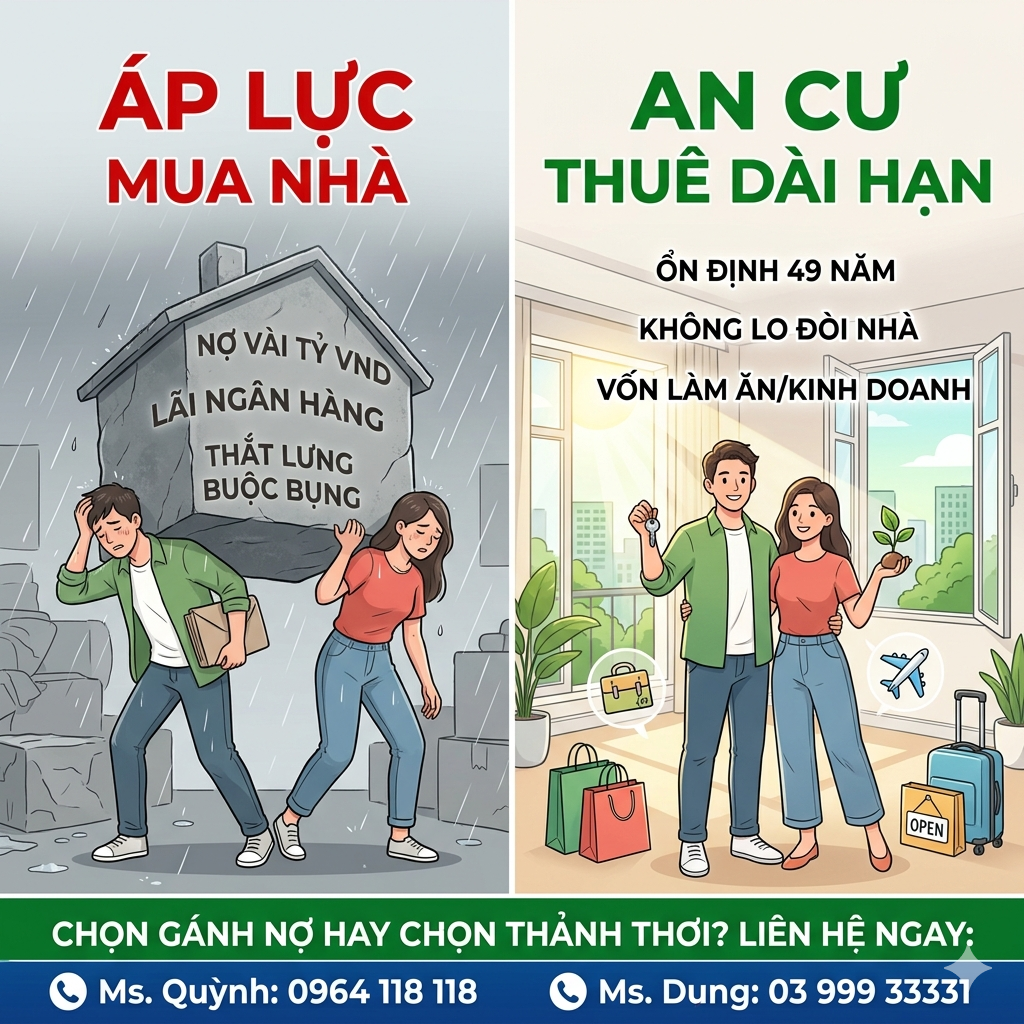 Sống thảnh thơi hay gánh nợ nửa đời người? Bước ngoặt tư duy từ mô hình thuê nhà 49 năm