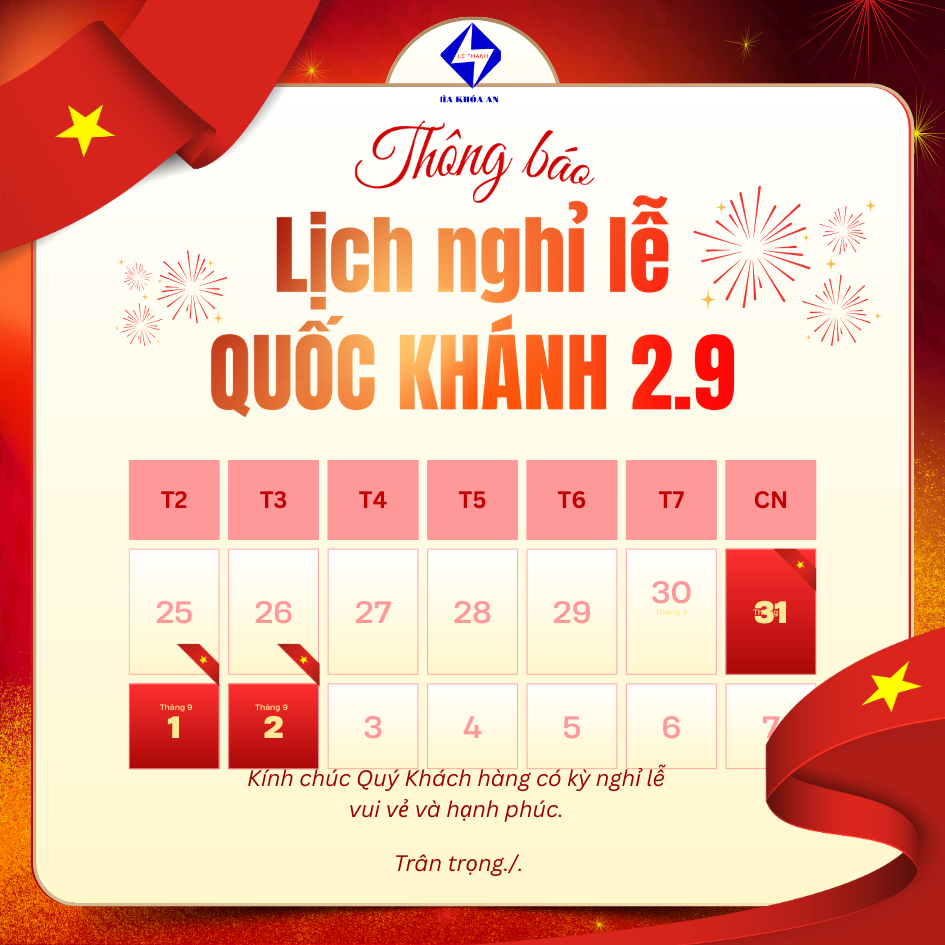 📢 THÔNG BÁO NGHỈ LỄ QUỐC KHÁNH 2/9
