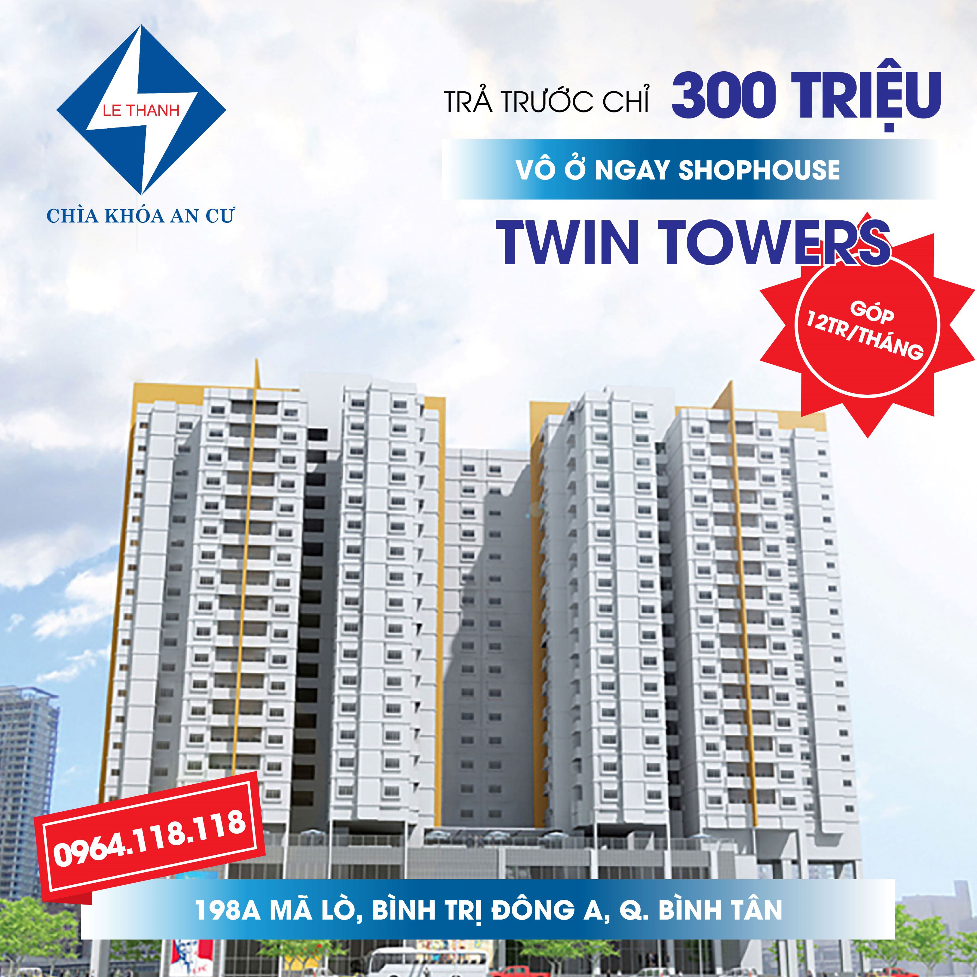 SHOPHOUSE TWIN TOWERS 1 PHÒNG NGỦ - CHỈ 621TRIỆU