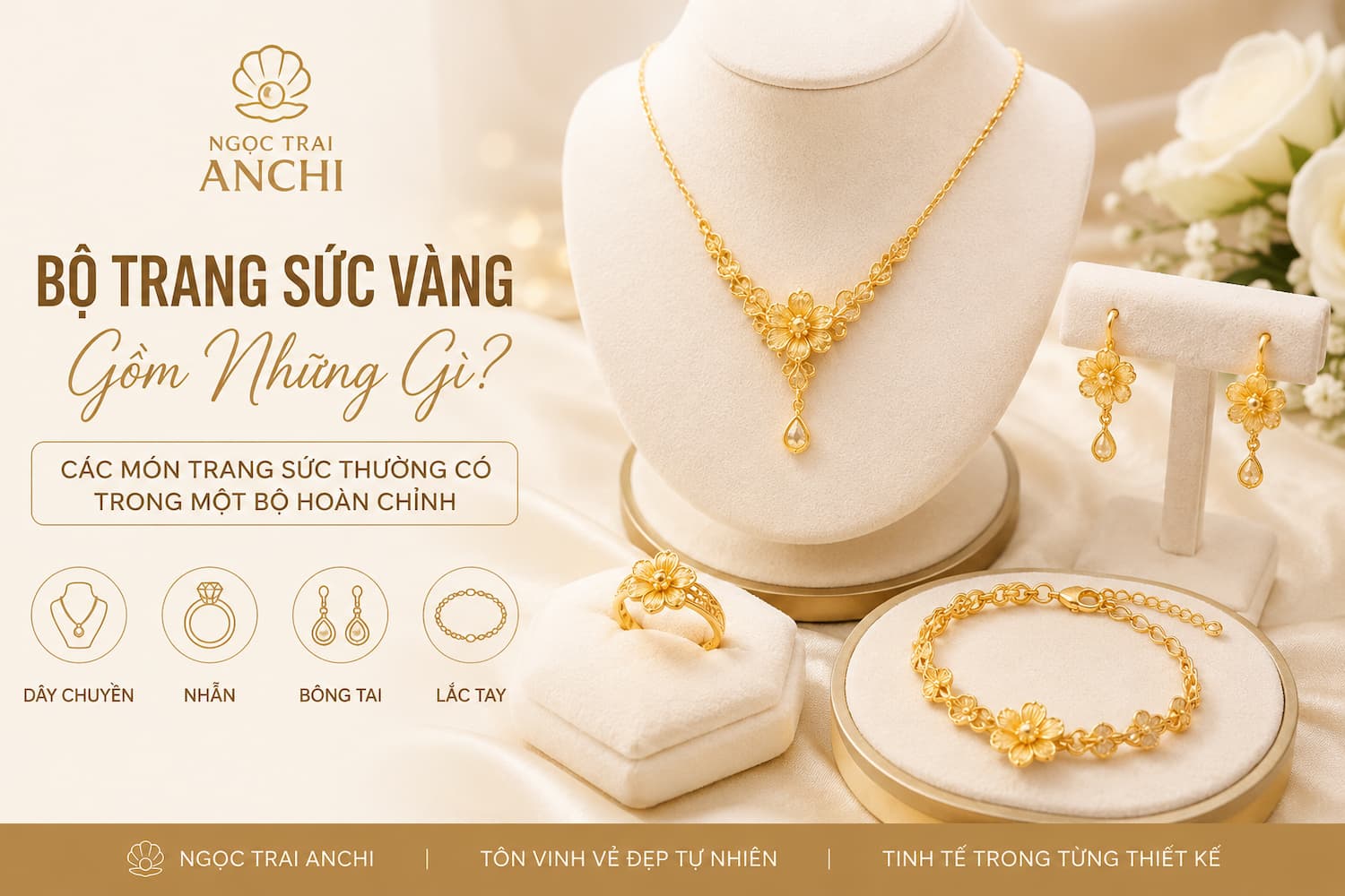 Bộ Trang Sức Vàng Gồm Những Gì? Các Món Trang Sức Thường Có Trong Một Bộ Hoàn Chỉnh