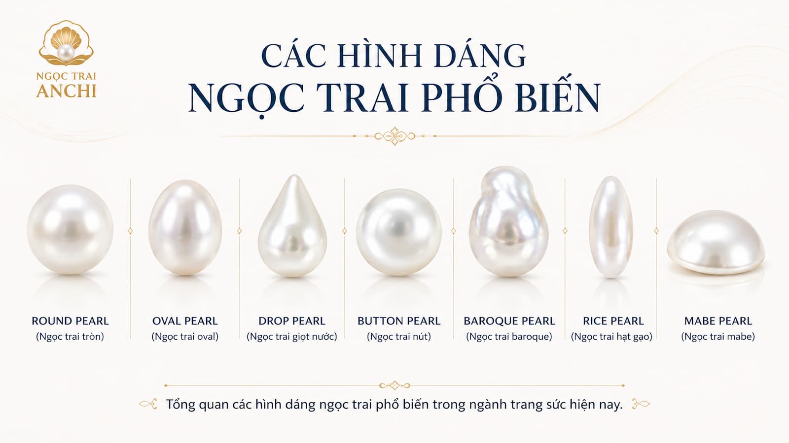 Các Hình Dáng Ngọc Trai Phổ Biến: Cách Nhận Biết Và Ứng Dụng Từng Dáng Ngọc