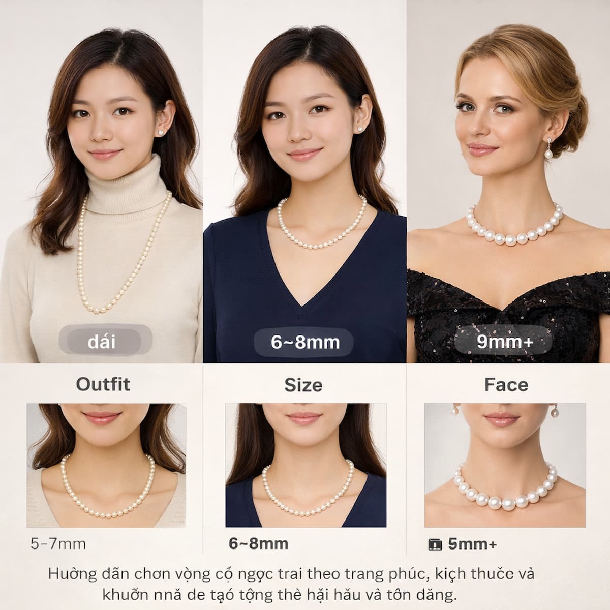 Cách Chọn Vòng Cổ Ngọc Trai Phù Hợp Trang Phục: Hướng Dẫn Theo Size, Độ Dài & Khuôn Mặt