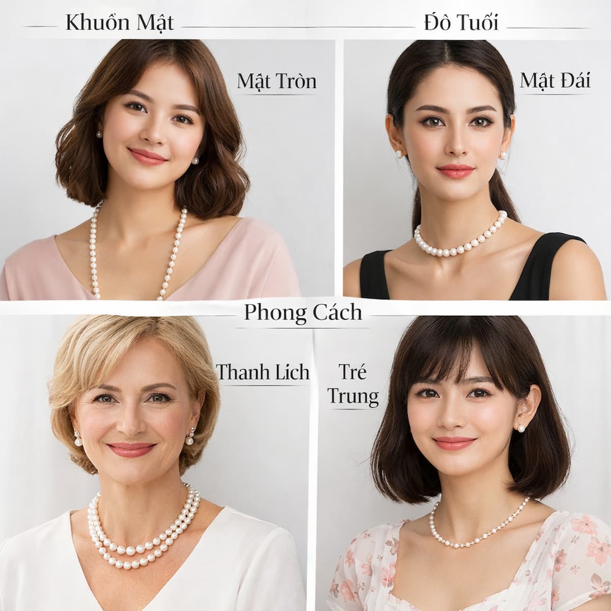 Cách Chọn Vòng Cổ Ngọc Trai Phù Hợp: Theo Khuôn Mặt, Độ Tuổi & Phong Cách