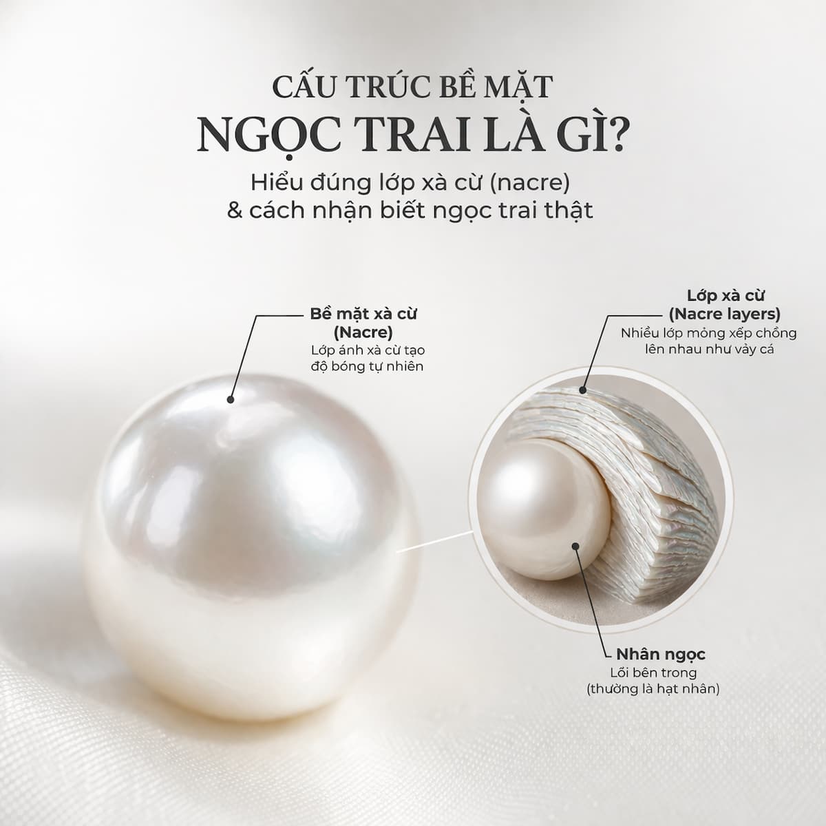 Cấu Trúc Bề Mặt Ngọc Trai Là Gì? Hiểu Đúng Lớp Xà Cừ & Cách Nhận Biết