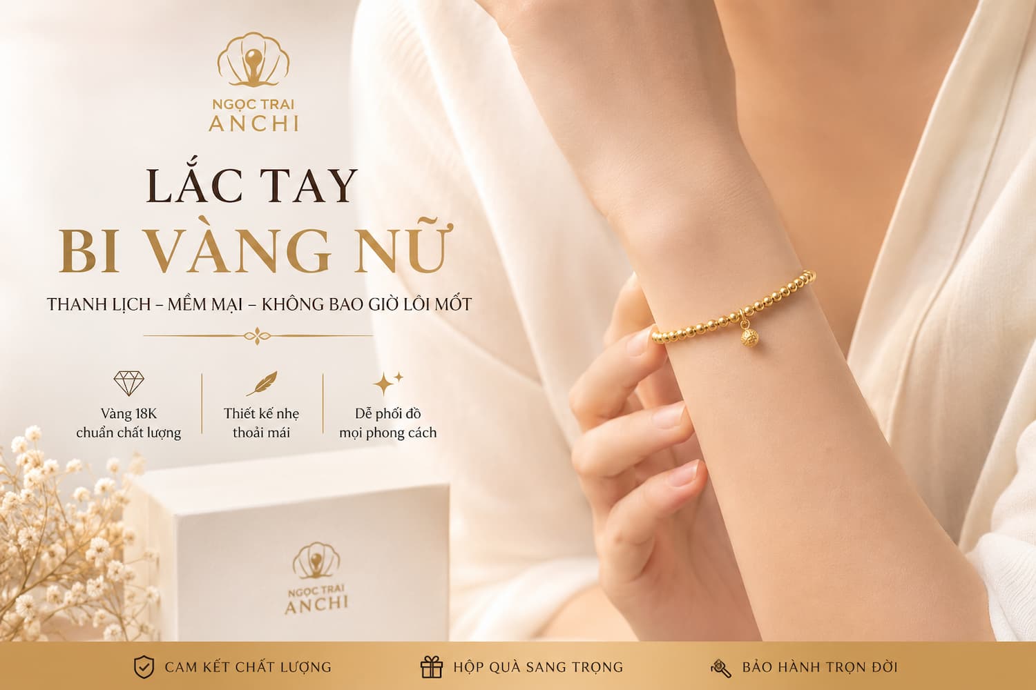 Lắc Tay Bi Vàng Nữ: Mẫu Lắc Tay Mềm Mại, Thanh Lịch Và Không Bao Giờ Lỗi Mốt