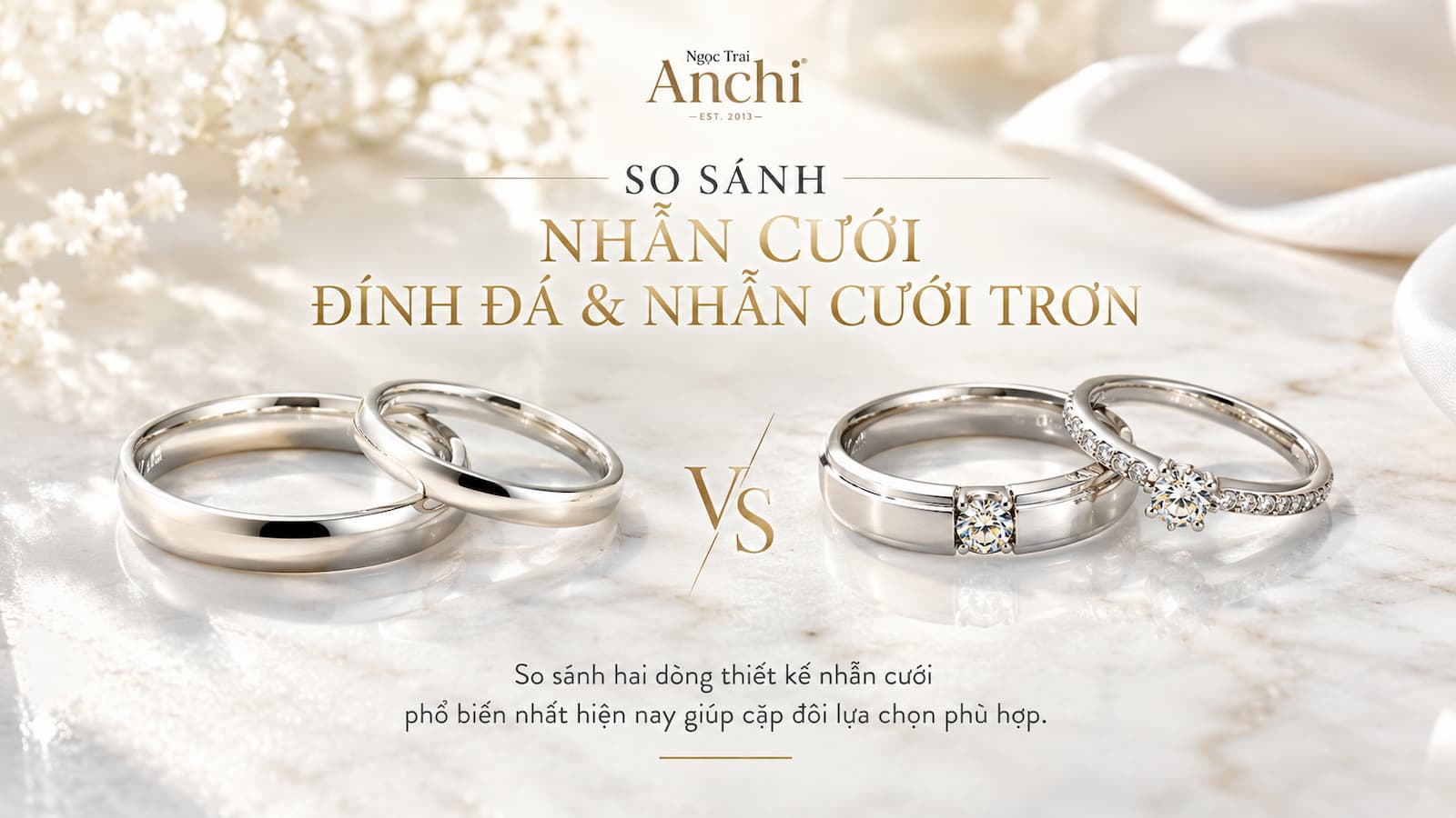 Nên Chọn Nhẫn Cưới Đính Đá Hay Nhẫn Cưới Trơn? So Sánh Ưu Nhược Điểm Và Gợi Ý Phù Hợp