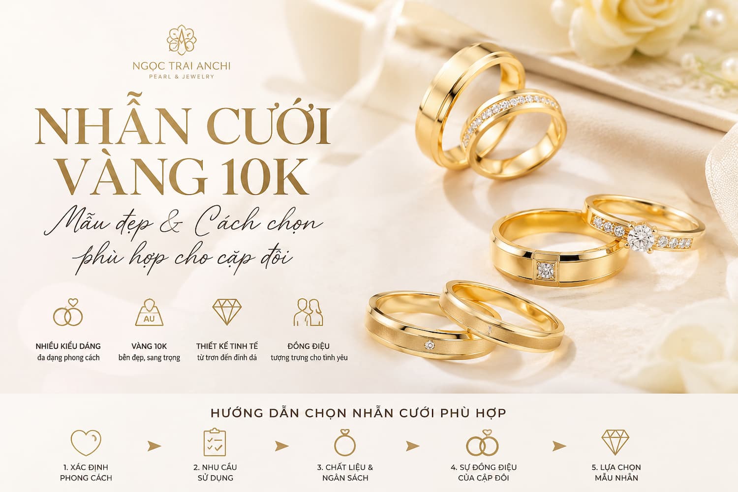 Nhẫn Cưới Vàng 10K: Ưu Nhược Điểm, Có Nên Mua Không? Gợi Ý Mẫu Đẹp