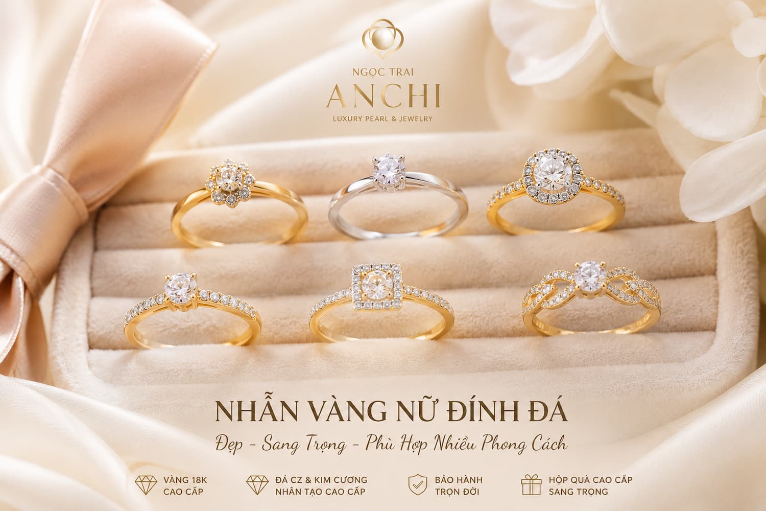 Nhẫn Vàng Nữ Đính Đá: Cách Chọn Mẫu Đẹp, Sang Trọng Và Phù Hợp Với Phong Cách Của Bạn