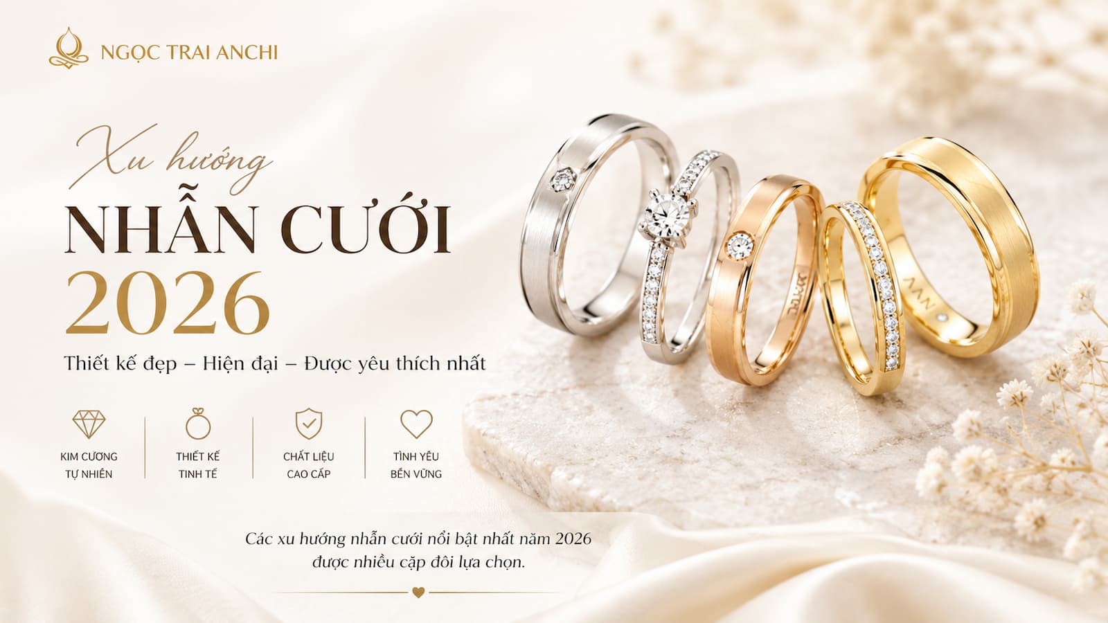 Xu Hướng Nhẫn Cưới 2026: Những Thiết Kế Đẹp, Hiện Đại Và Được Các Cặp Đôi Yêu Thích Nhất