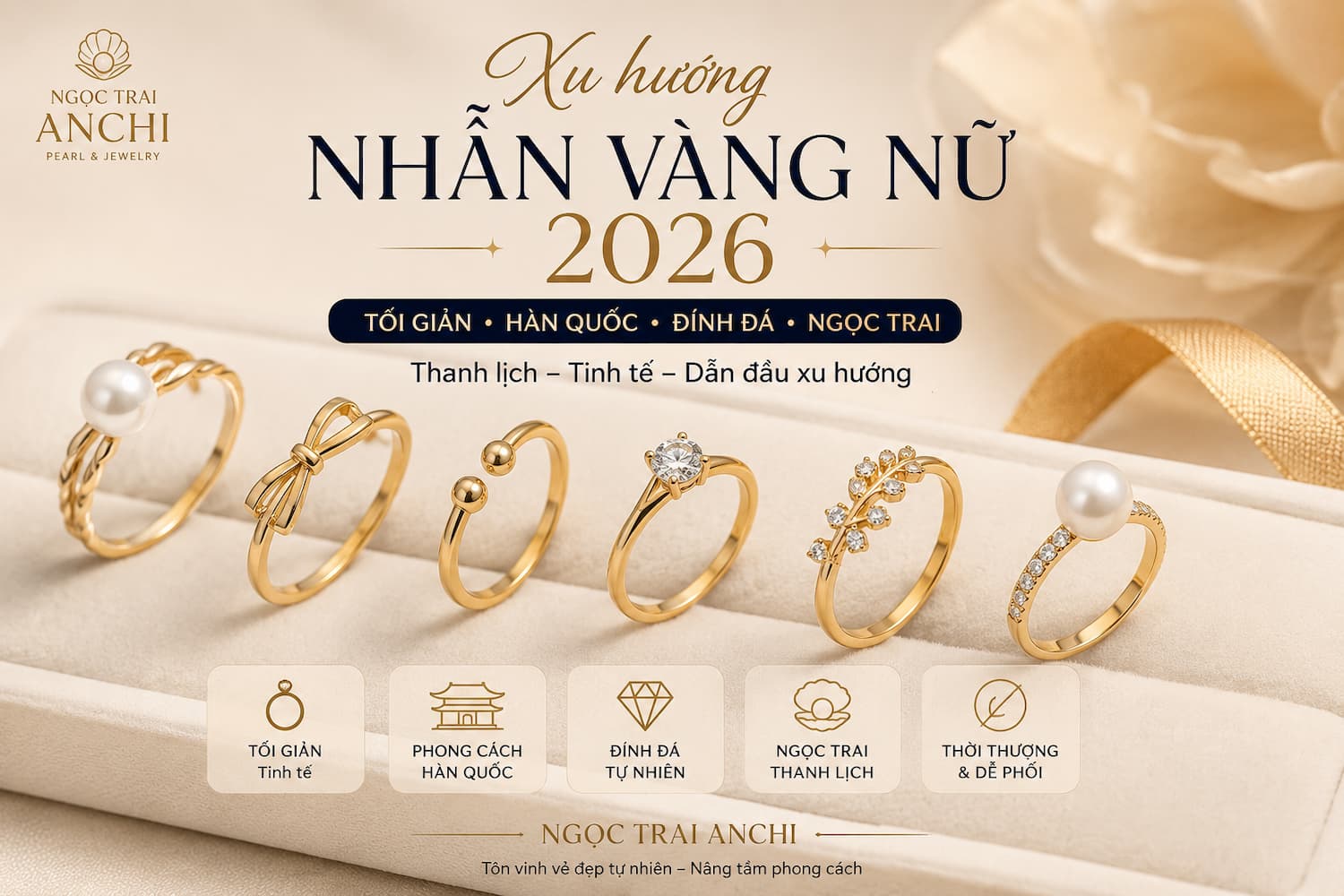 Xu Hướng Nhẫn Vàng Nữ 2026: Những Mẫu Nhẫn Đẹp, Thanh Lịch Và Được Yêu Thích Nhất