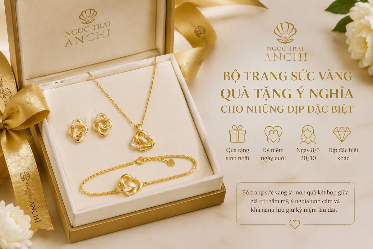 Bộ trang sức vàng cao cấp làm quà tặng ý nghĩa cho người thân và người yêu