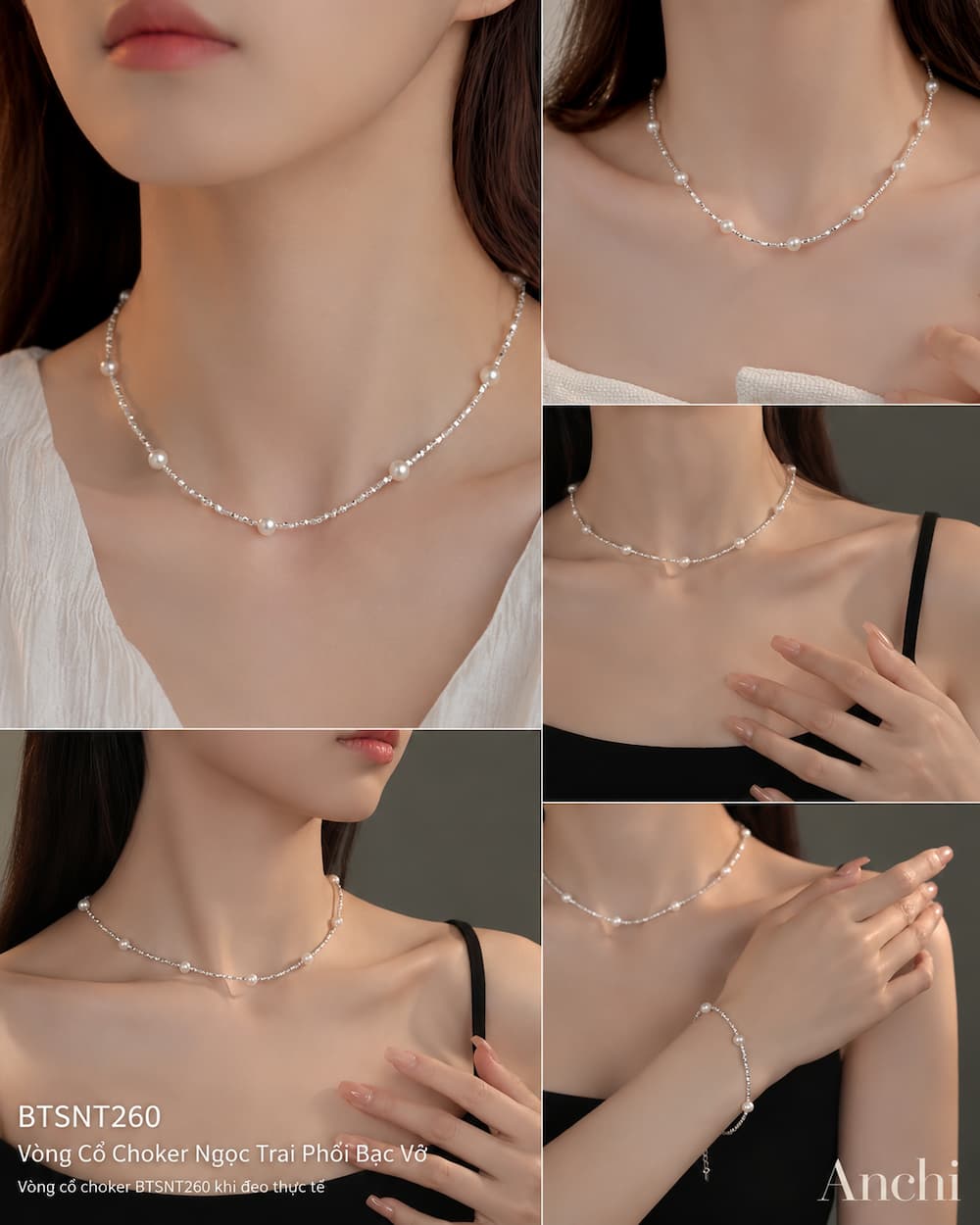 Vòng cổ choker BTSNT260 khi đeo thực tế