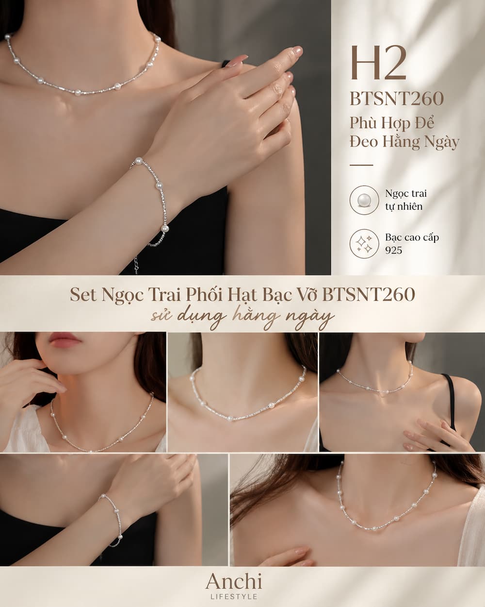 Set Ngọc Trai Phối Hạt Bạc Vỡ BTSNT260 sử dụng hằng ngày