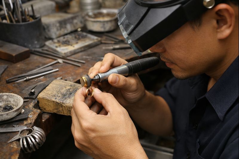 Các bước chế tác trang sức thủ công tại Ngọc Trai Anchi