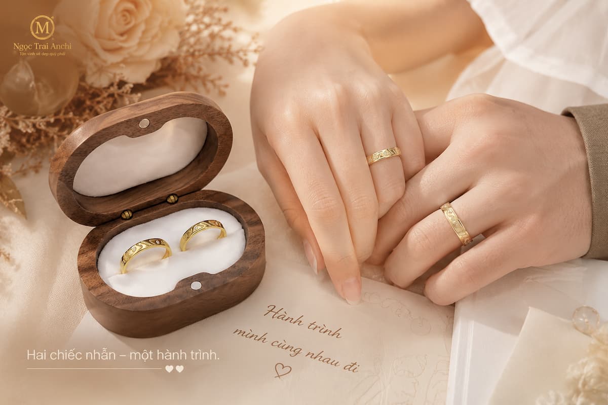 Cặp Nhẫn Cưới Vàng Tây 10K NVCD159 biểu tượng của sự đồng hành và gắn kết trong hôn nhân