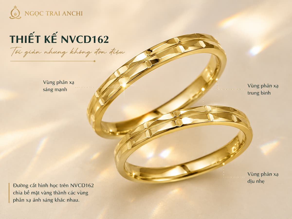 Cặp nhẫn cưới vàng tây 10K NVCD162 bản 2mm không đính đá