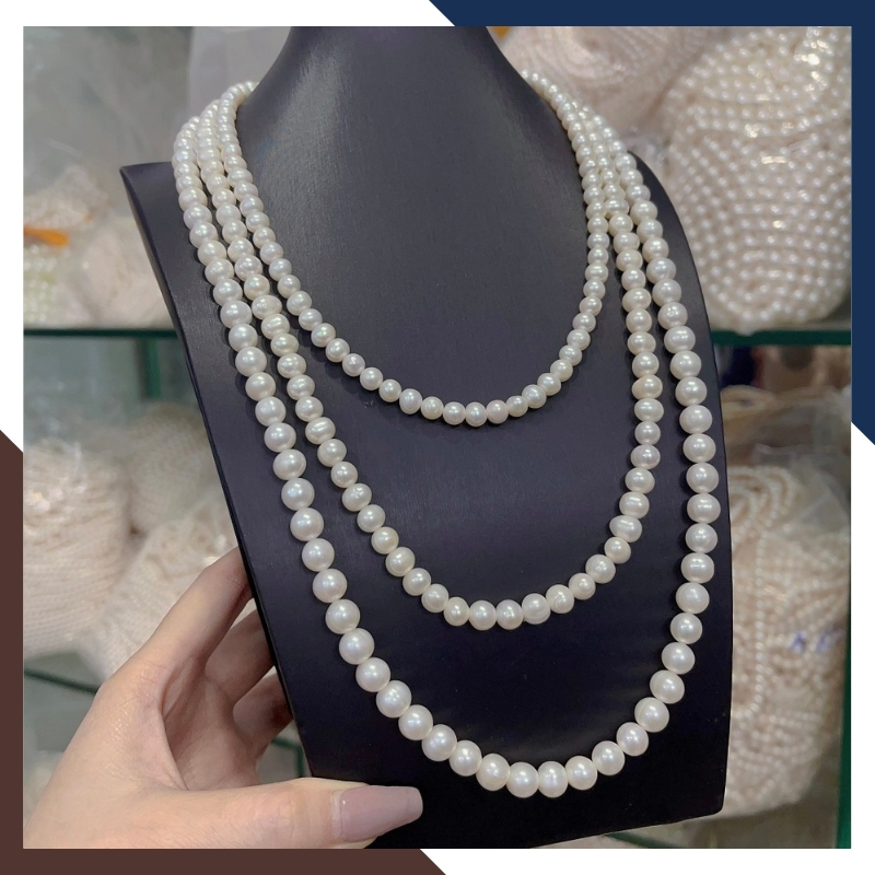 Vòng ngọc trai 3 tầng mặc áo dài đẹp cho nữ mã 3T78CH220